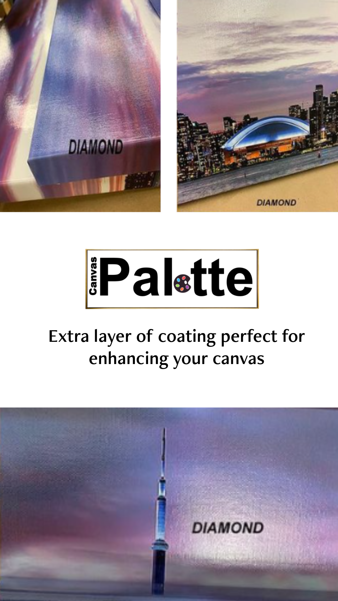 Diamond coating samples for canvas only at CanvasPallet.com in large sizes
