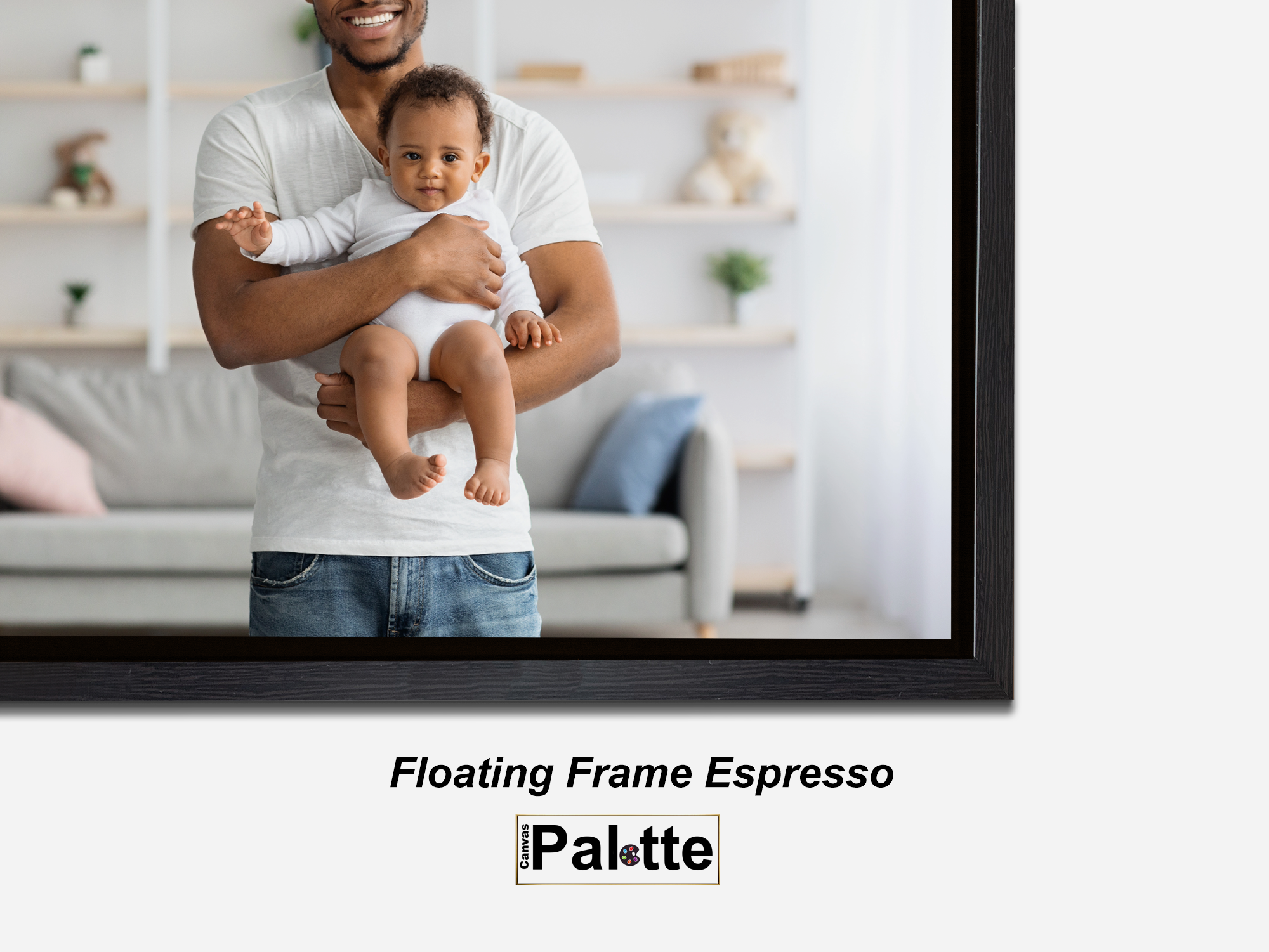Example of an espresso floating border for canvas printed on Canvas Palette
