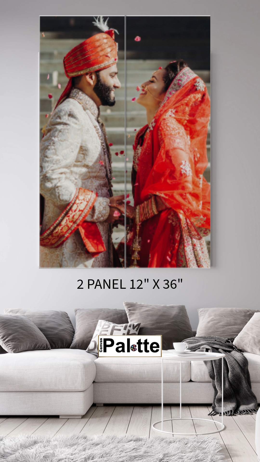 Sample 2 panel Indian wedding photography. Split canvas prints 2 panels