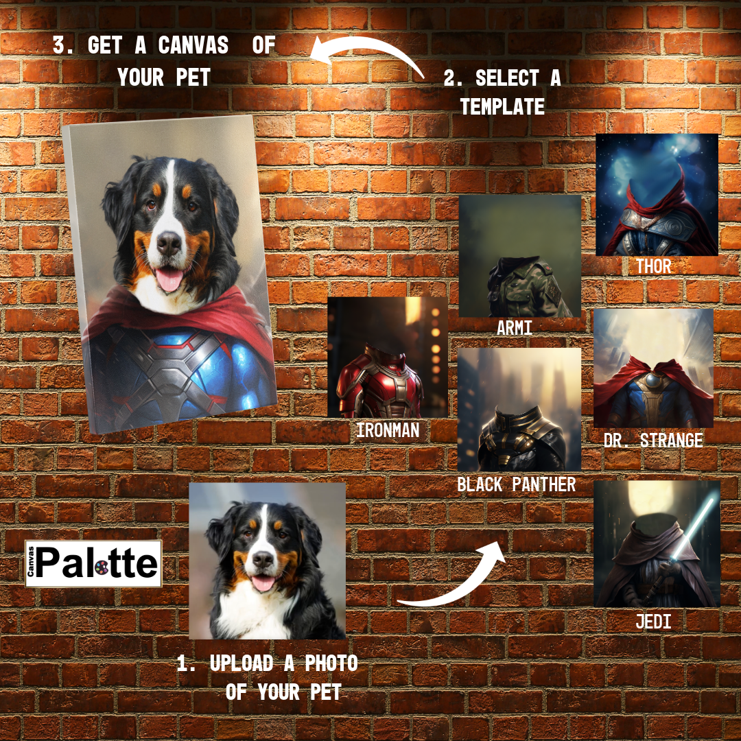 Sample of turning a pet photo into a superhero