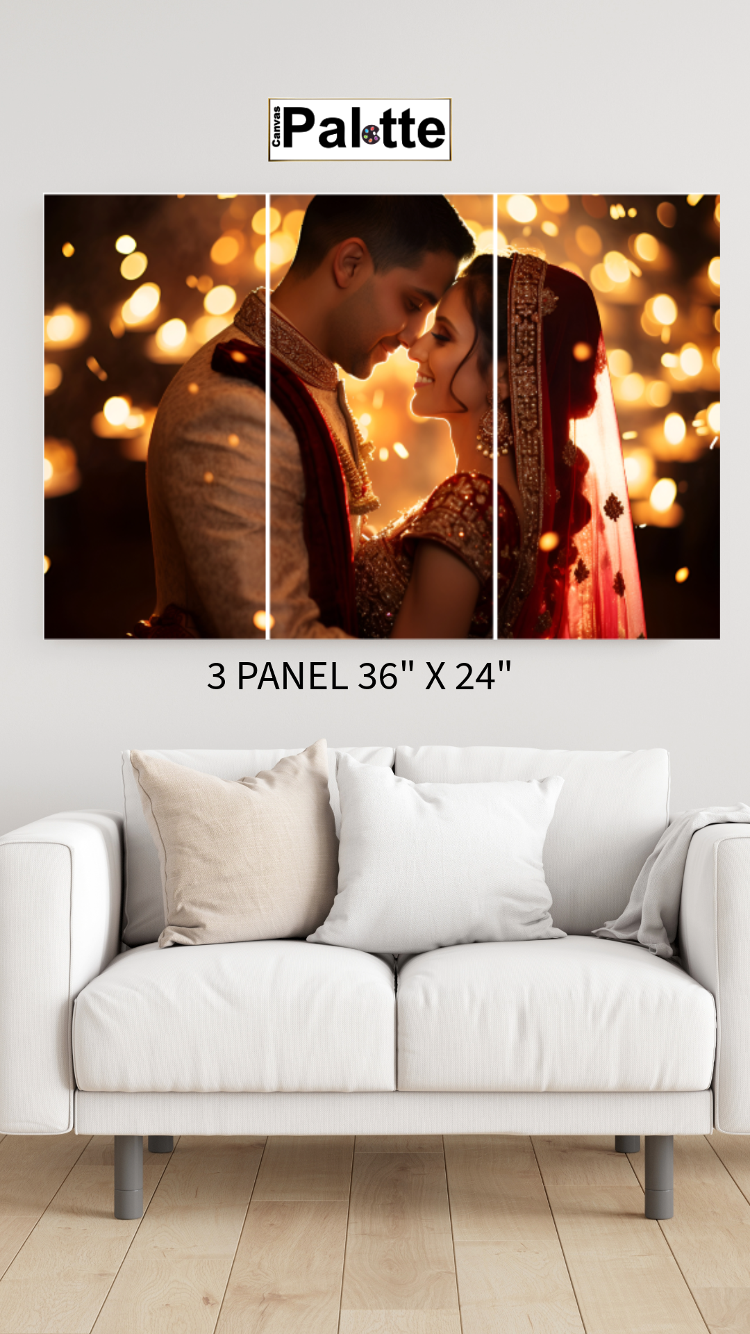 Sample 3 panel the photo shows Indian Wedding Photography Split canvas  prints