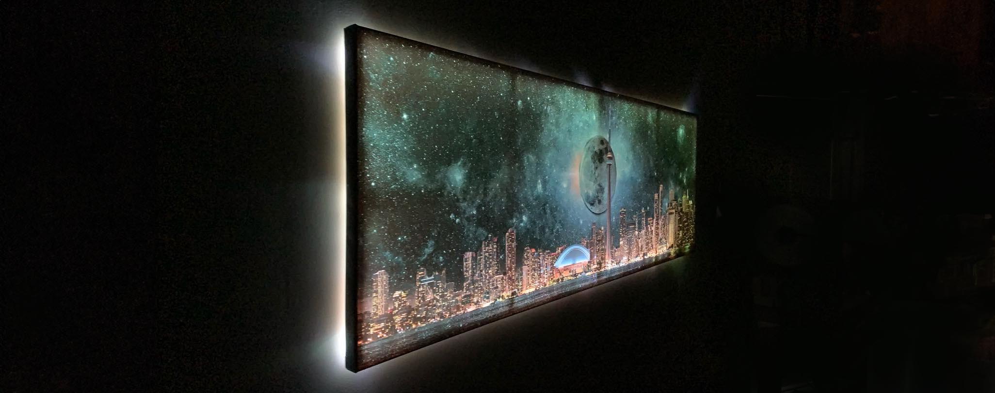 A canvas of the Toronto skyline with LED lights
