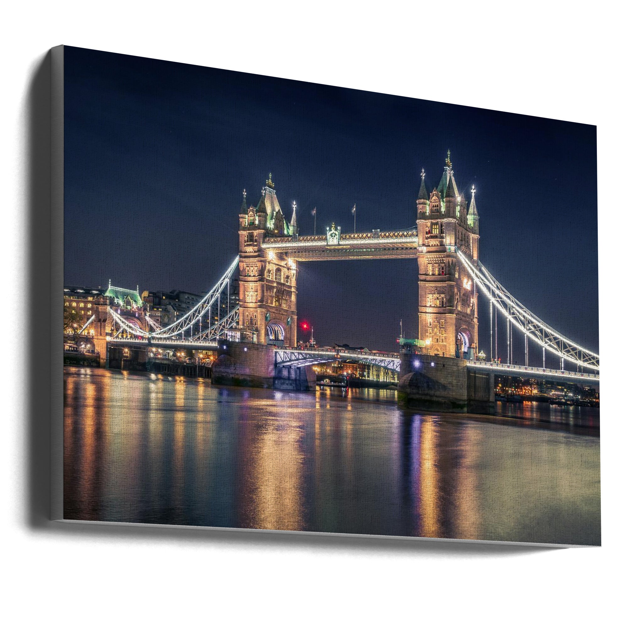 Wall Art Night at The Tower Bridge 36X24inch Gallery Wrapped (Ready to Hang)