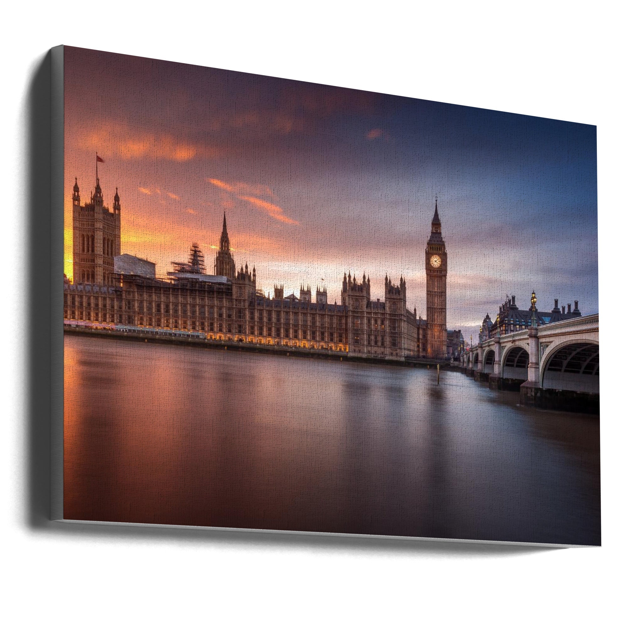 Wall Art London Palace of Westminster Sunset 36X24inch Gallery Wrapped (Ready to Hang)