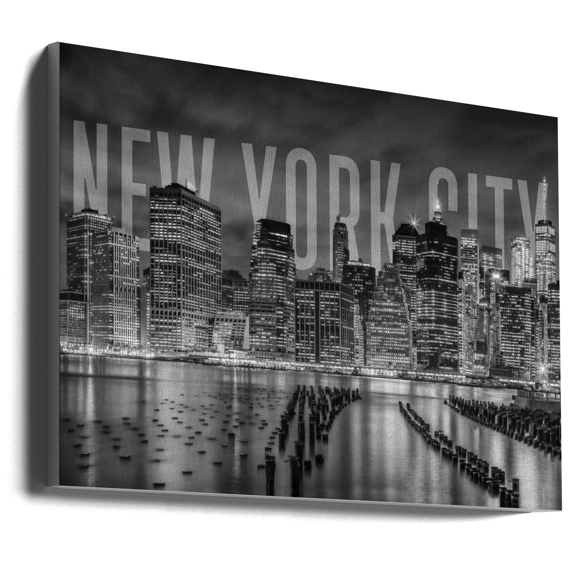 Landscape Photography Canvas Print-wall-art-new-york-city-skyline-monochrome-36X24