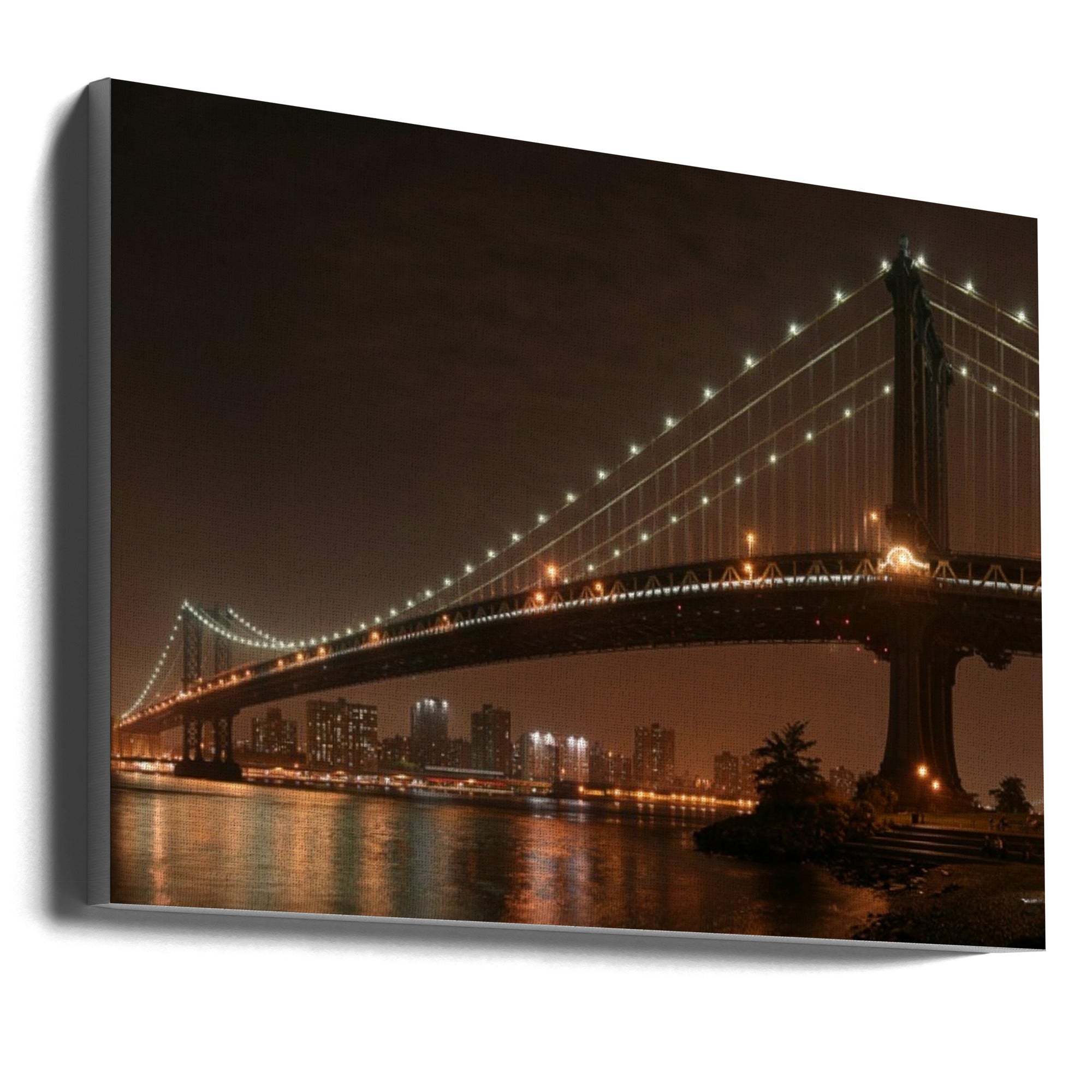 Wall Art The 2 lovers under Manhattan Bridge 36X24inch Gallery Wrapped (Ready to Hang)