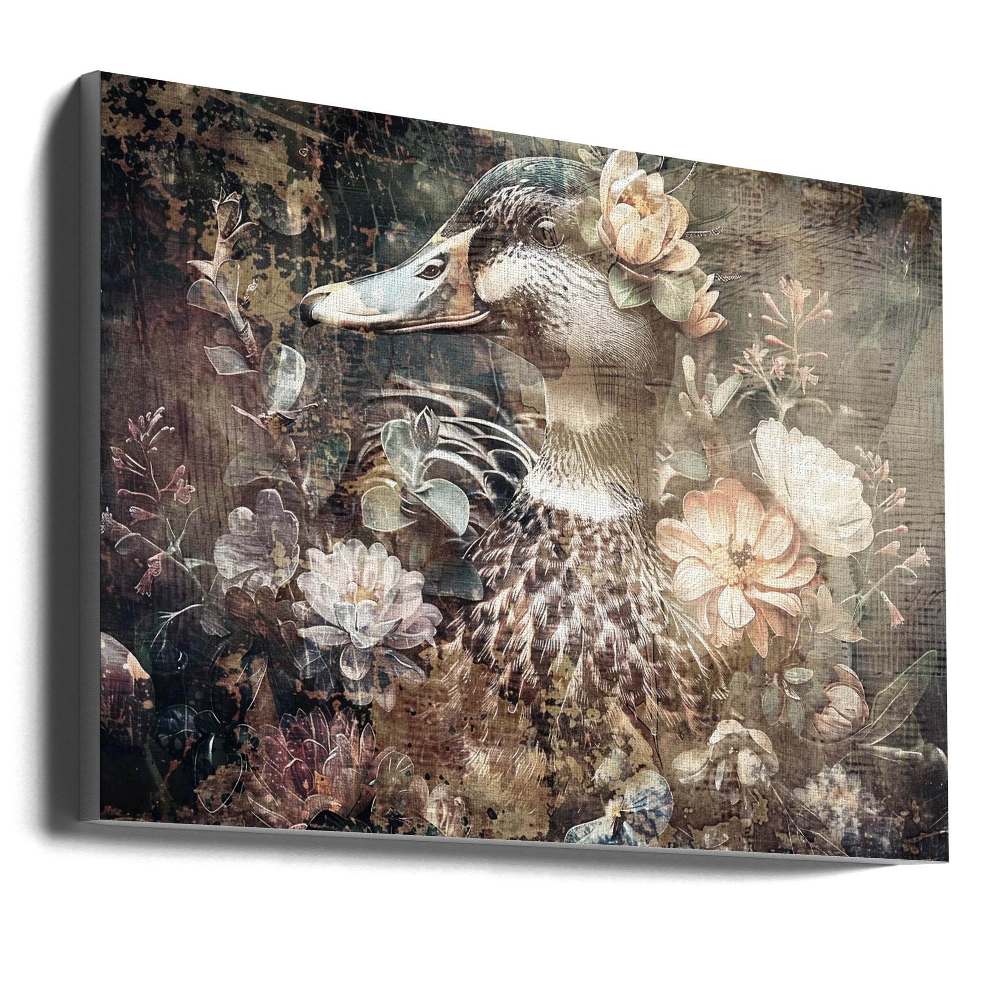 Abstract Art Canvas Print-wall-art-duck-animal-vintage-art-illustration-wallart-06-36X24