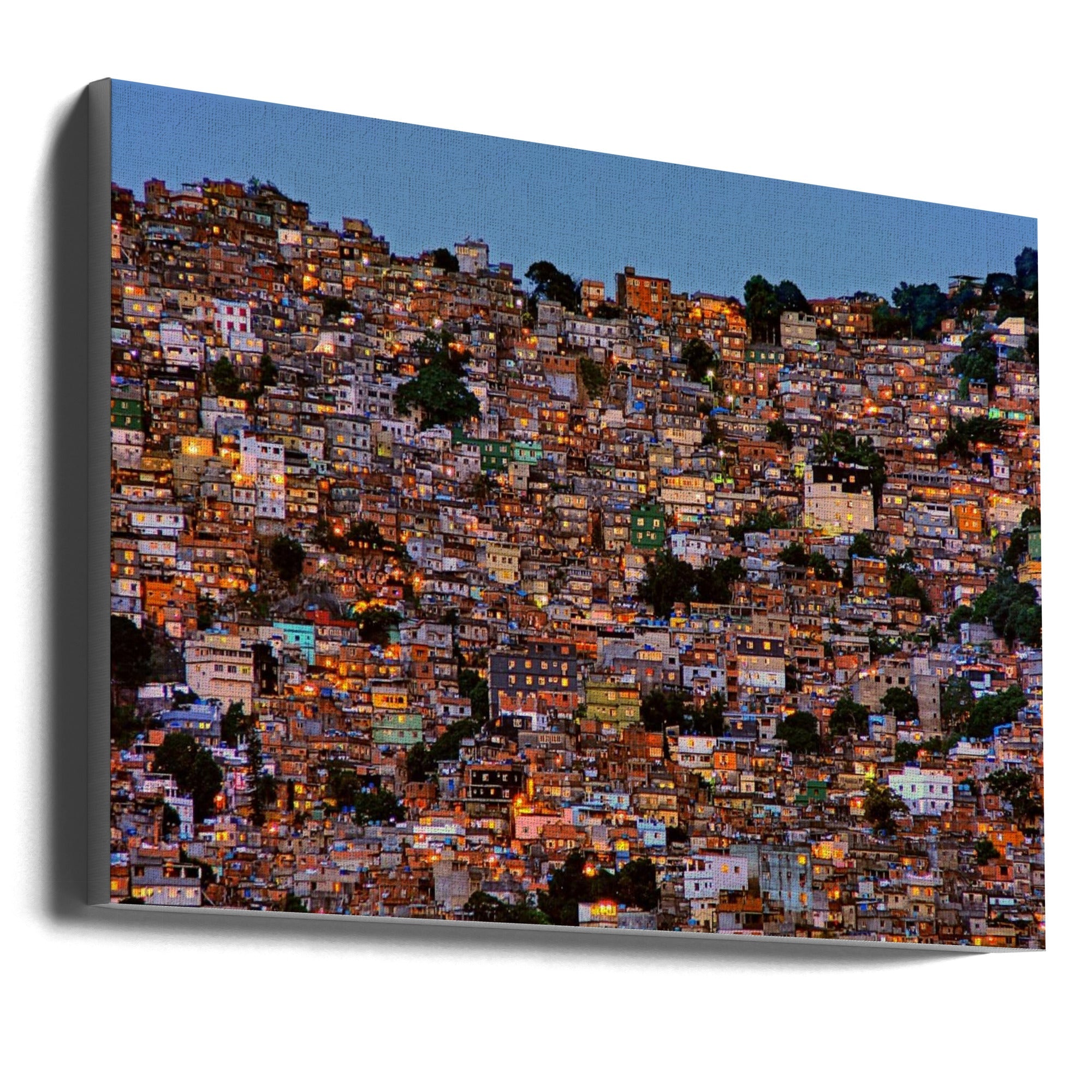 Wall Art Nightfall in the Favela da Rocinha 36X24inch Gallery Wrapped (Ready to Hang)