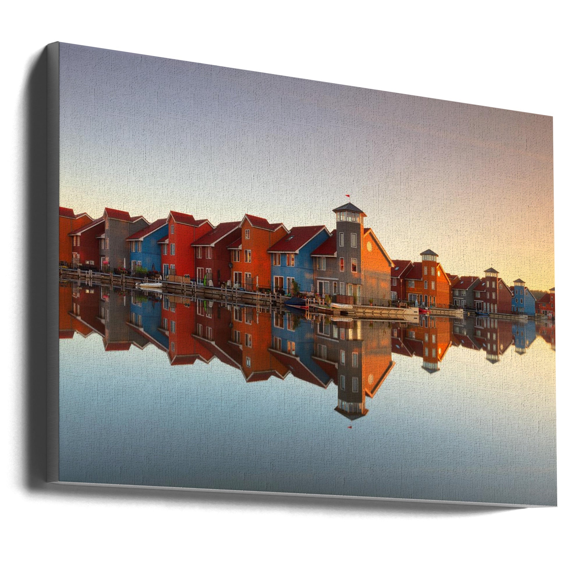 Wall Art Colourful village 36X24inch Gallery Wrapped (Ready to Hang)