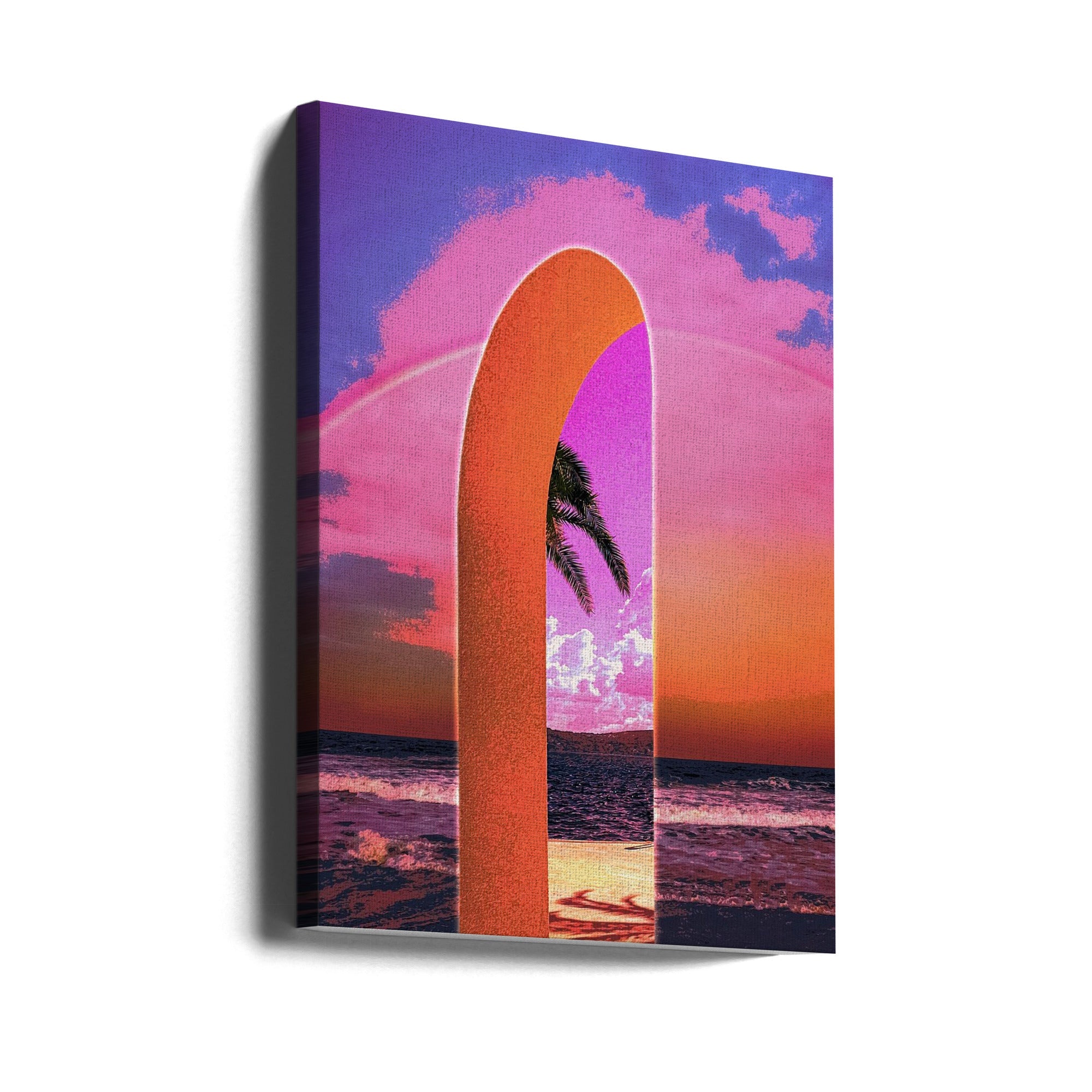 Wall art Portal Vaporwave 24X36inch In Black Floating Frame