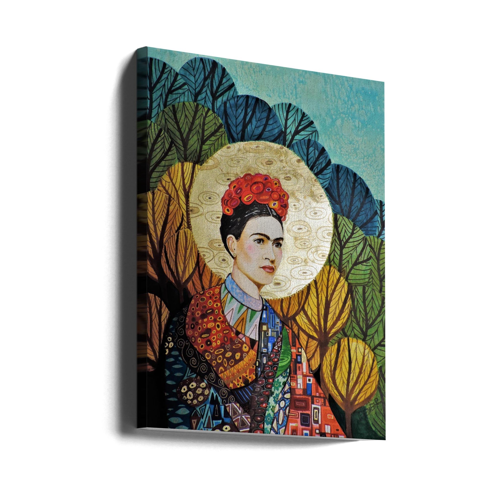 Wall art Frida Loves Klimt 24X36inch In Black Floating Frame