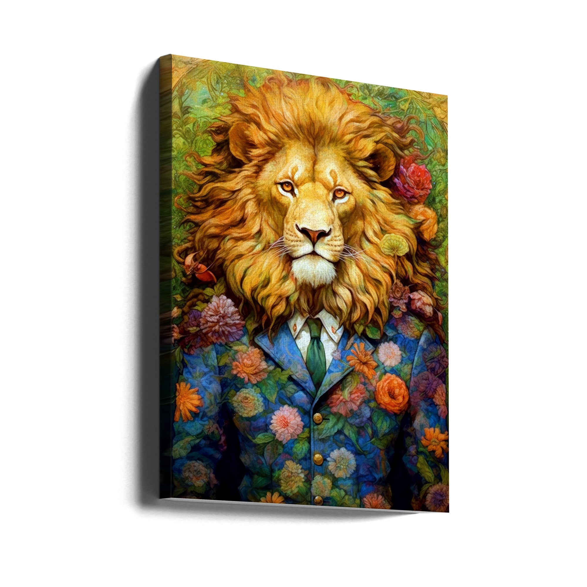 Wall art Lion animal art #lion 24X36inch In Black Floating Frame