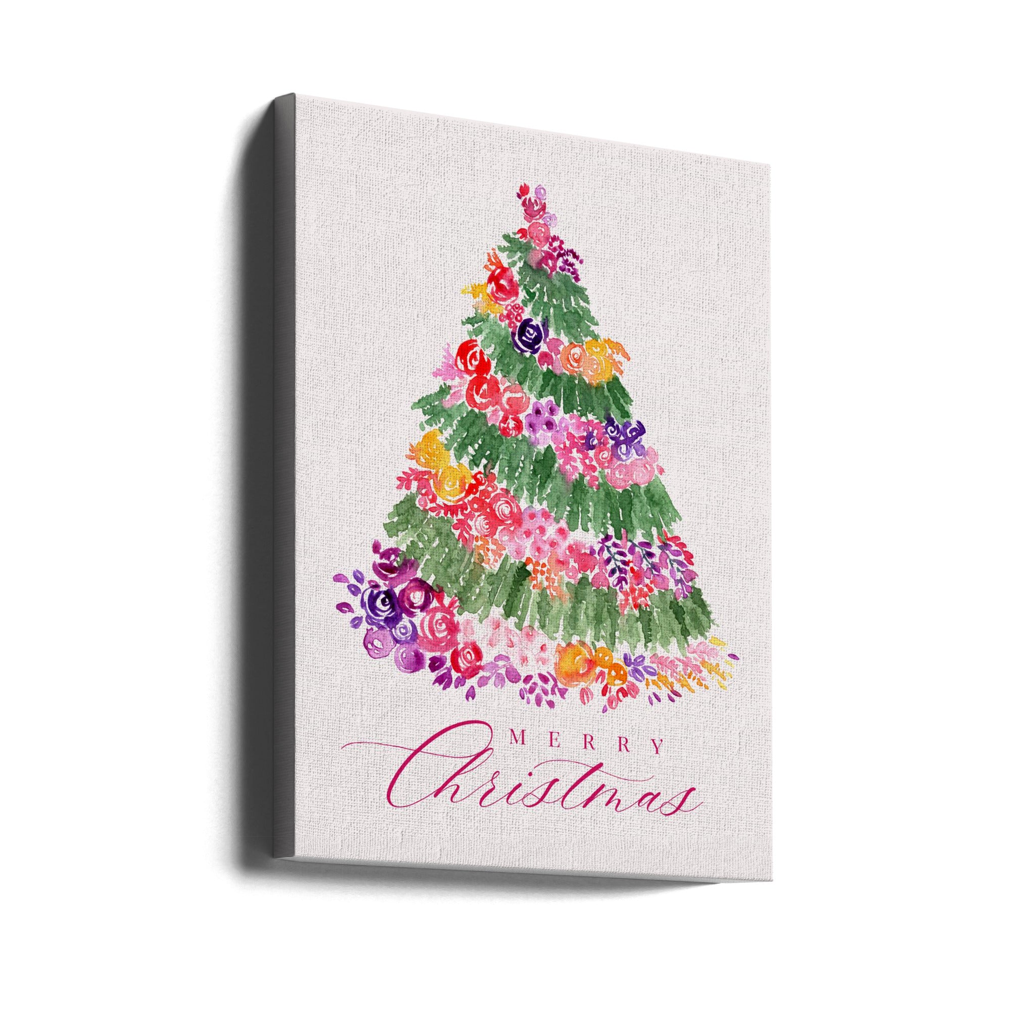 Wall art Floral Christmas tree in pink