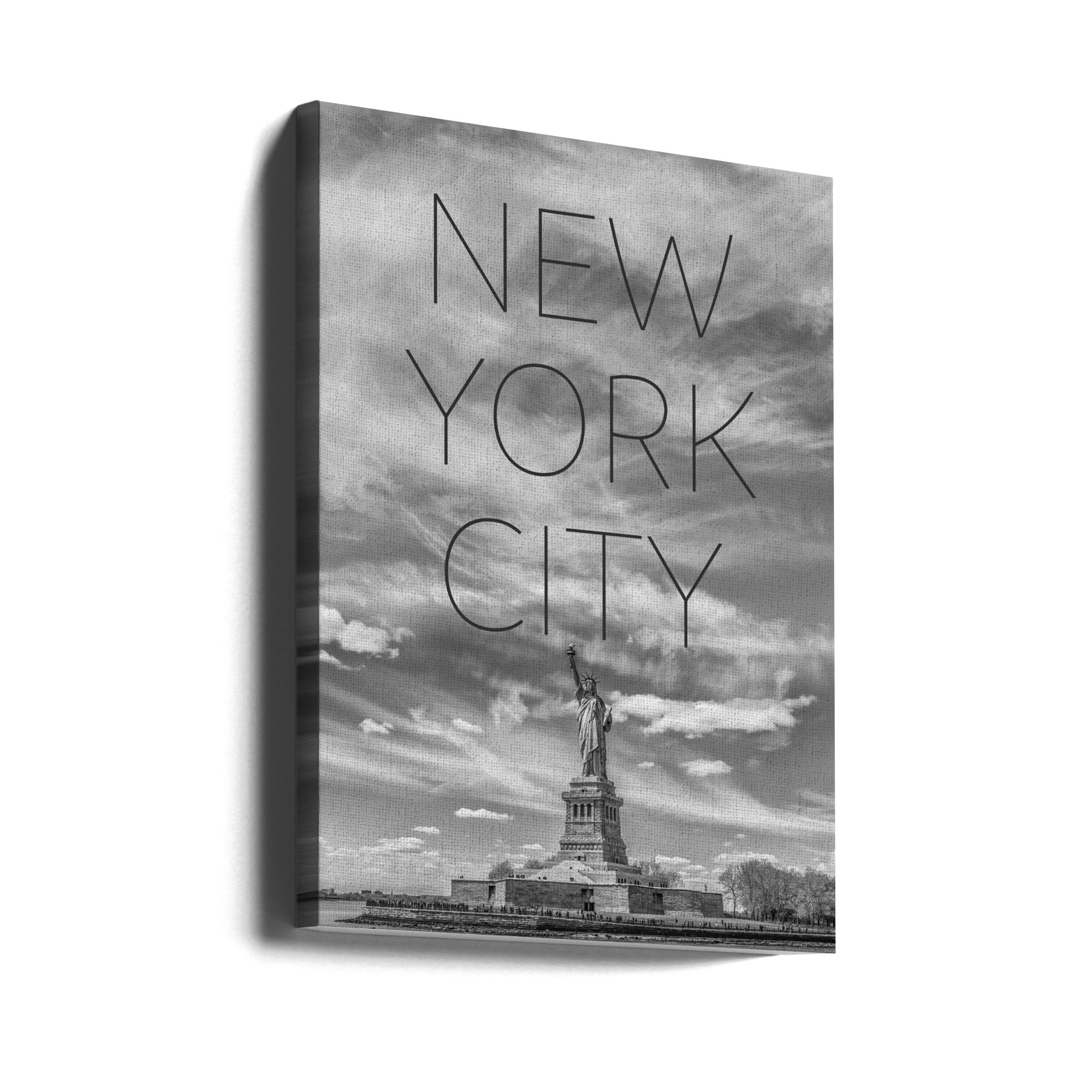 Landscape Photography Canvas Print-wall-art-nyc-statue-of-liberty-text-amp-skyline-24X36