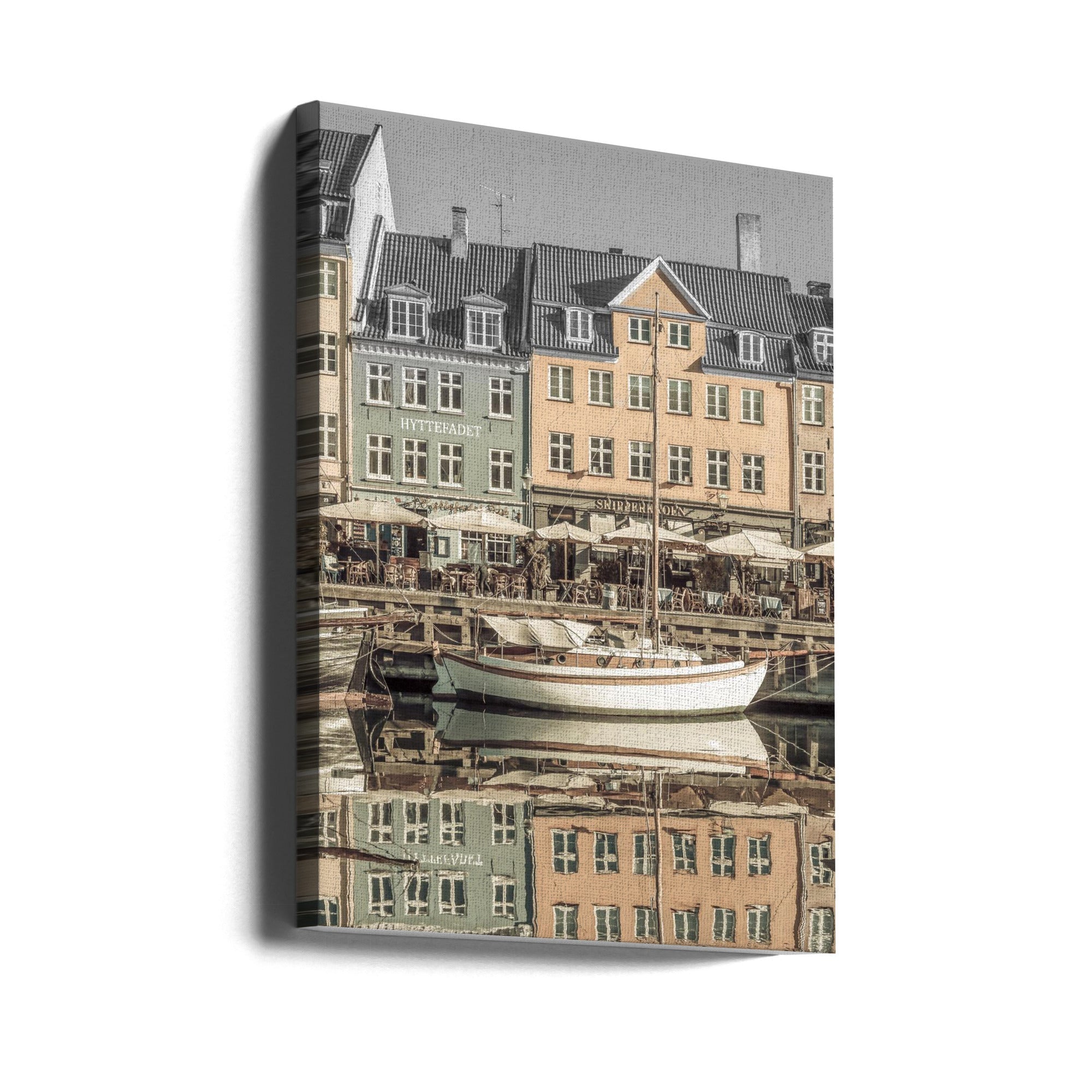 Landscape Photography Canvas Print-wall-art-copenhagen-vintage-quiet-nyhavn-24X36