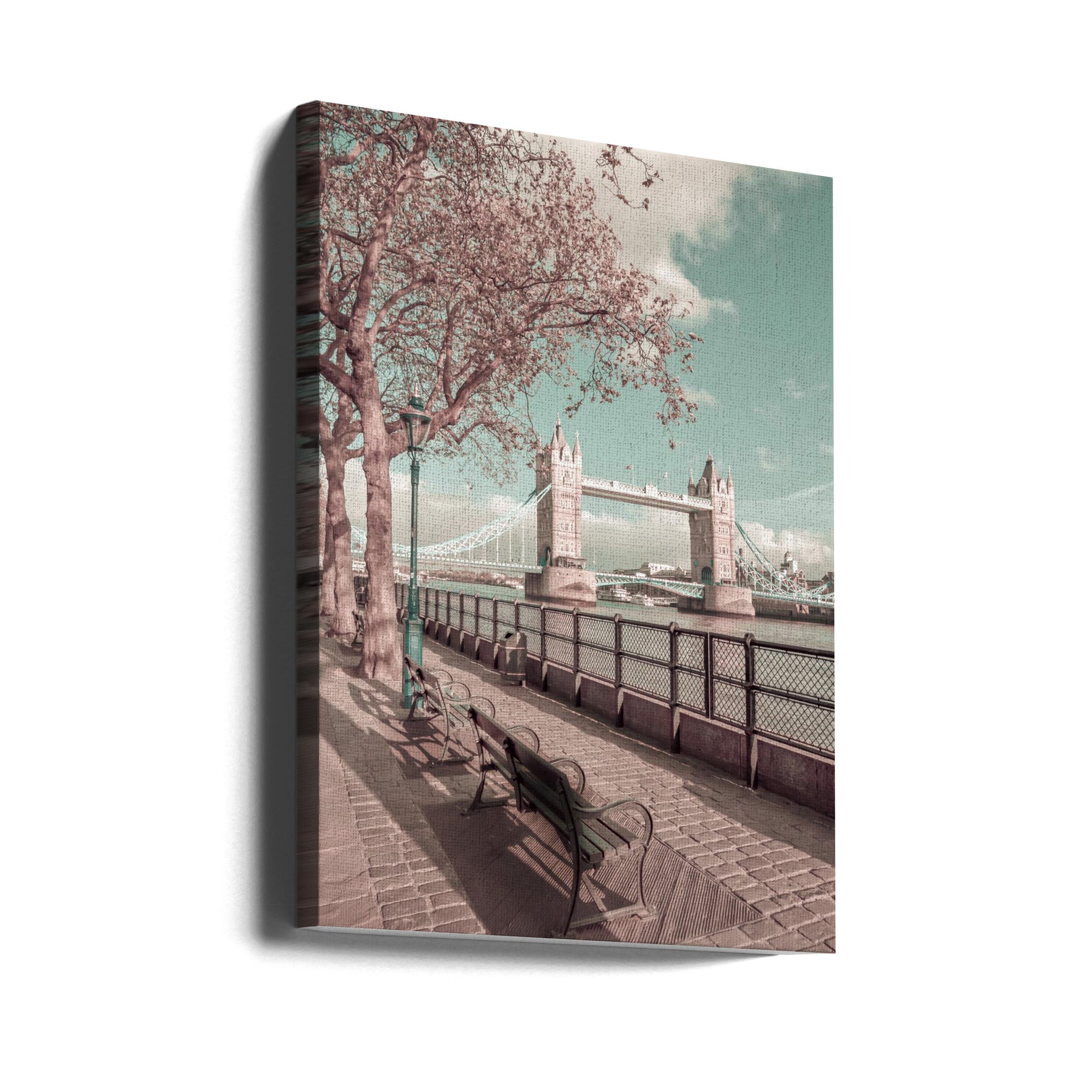 Landscape Photography Canvas Print-wall-art-london-thames-riverside-amp-tower-bridge-urban-vintage-style-24X36