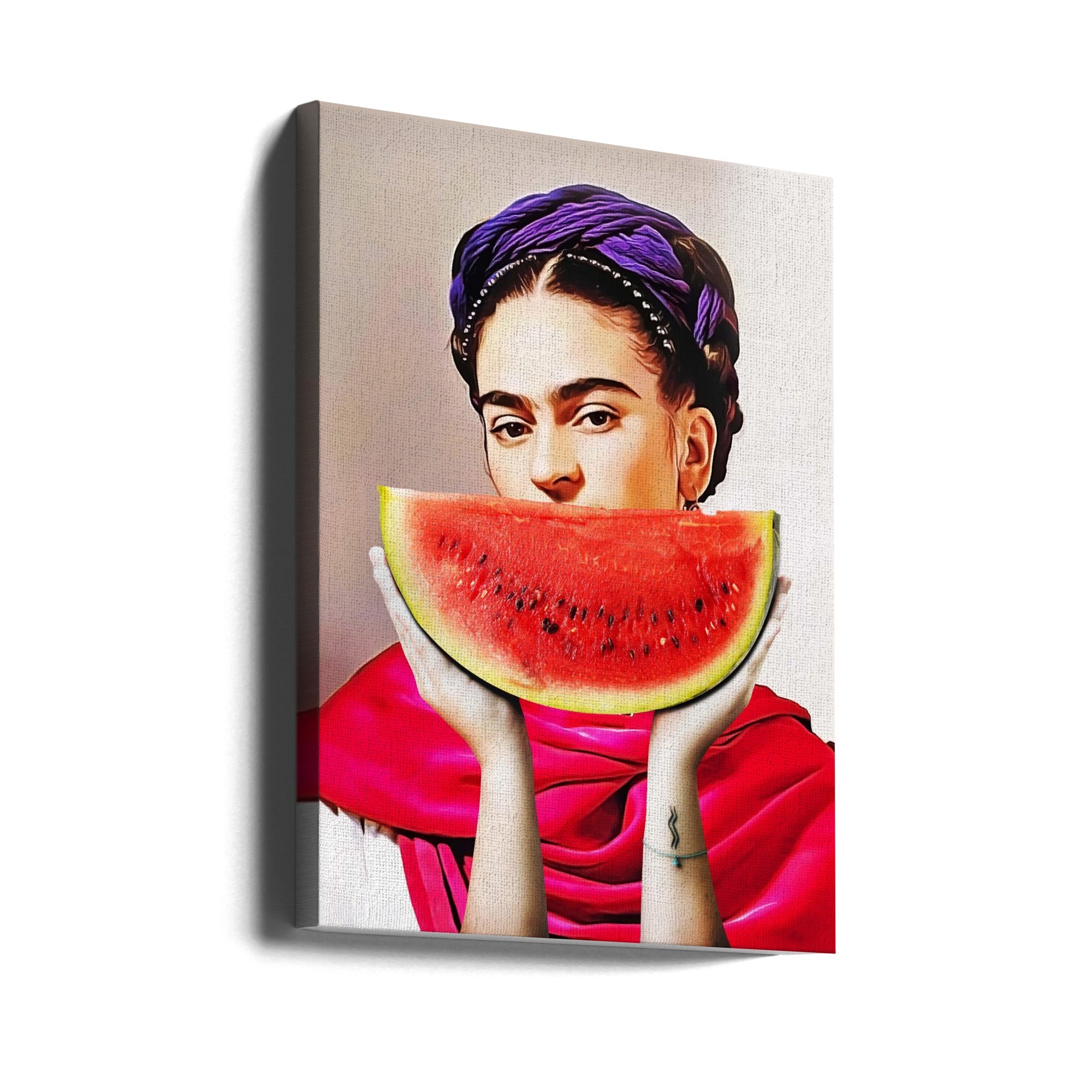 Wall art Watermelon Frida 24X36inch In Black Floating Frame