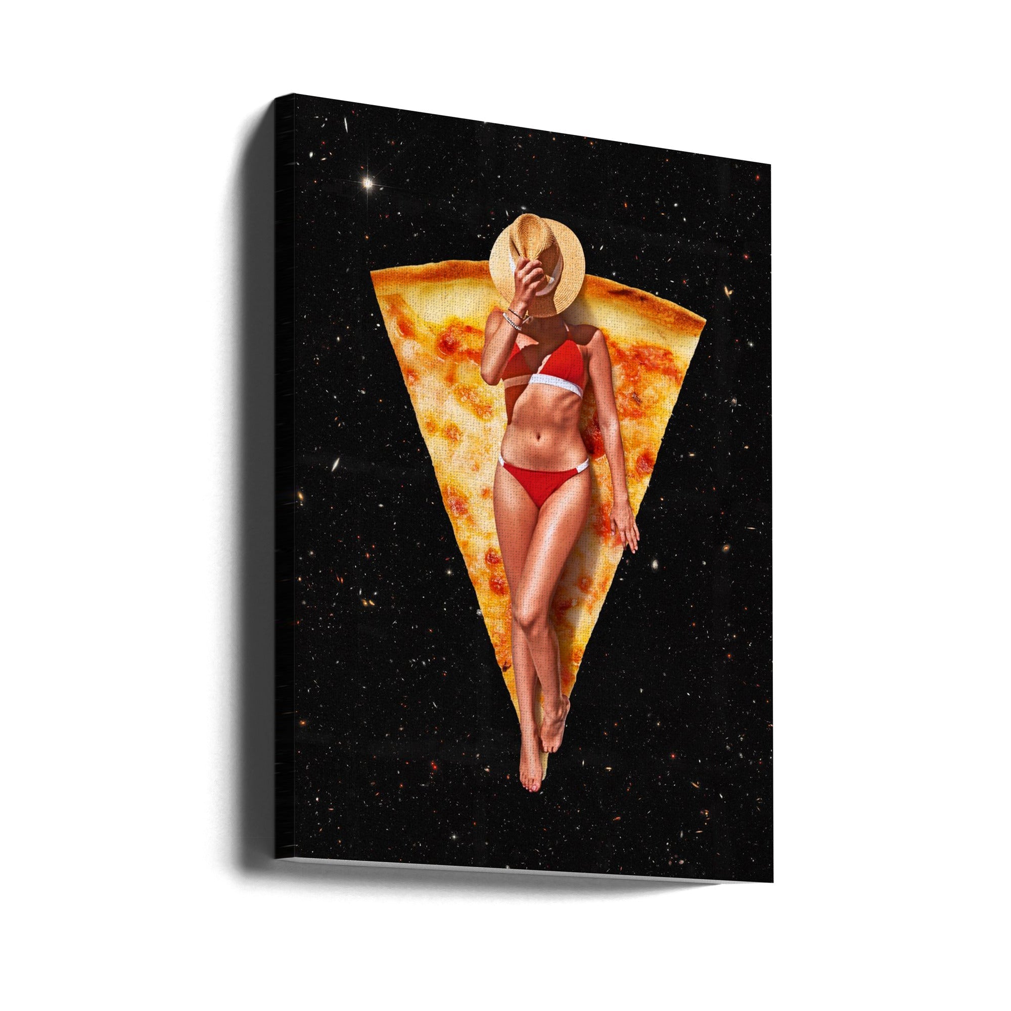 Wall art Pizza Sun Tan 24X36inch In Black Floating Frame