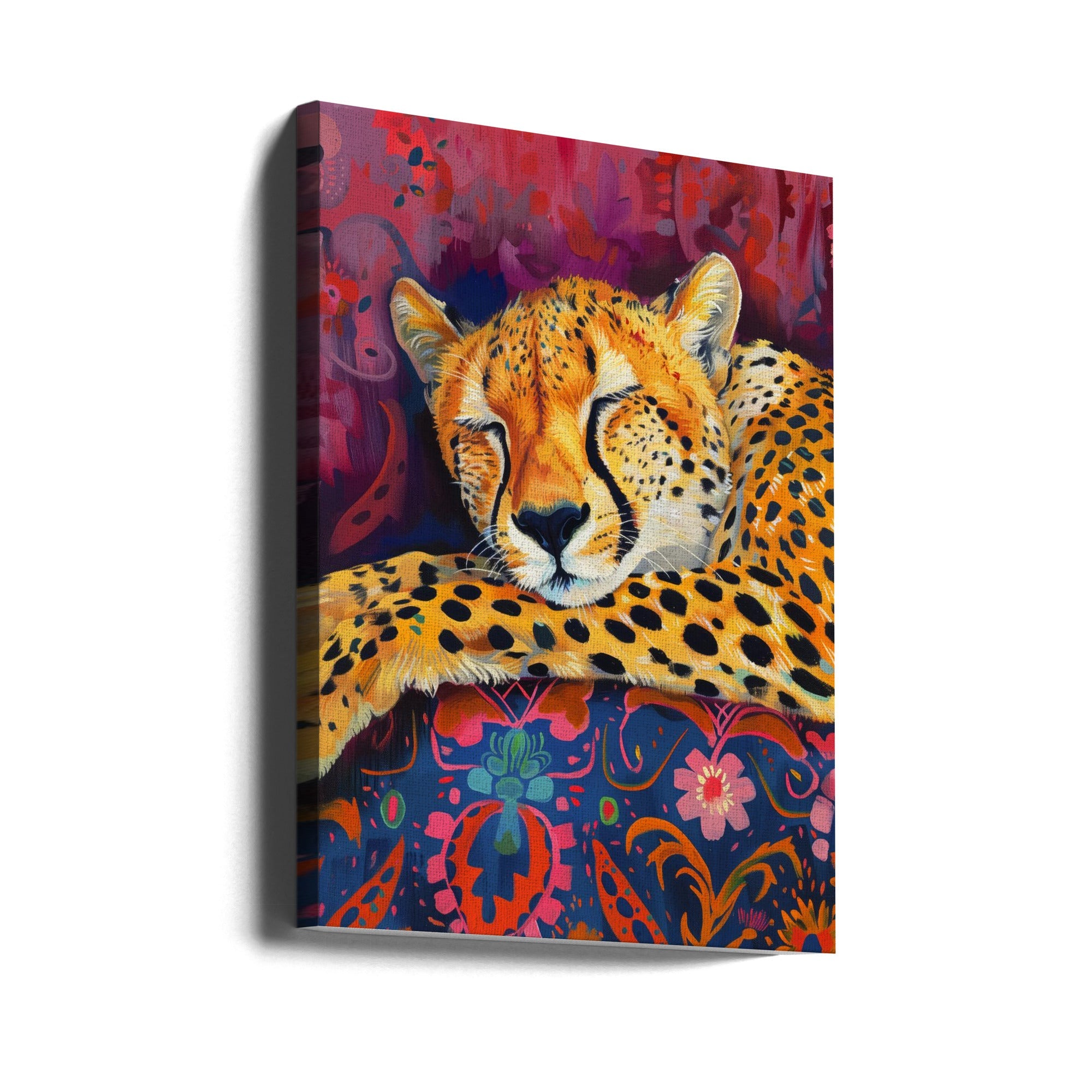 Wall art Resting Cheetah 24X36inch In Black Floating Frame