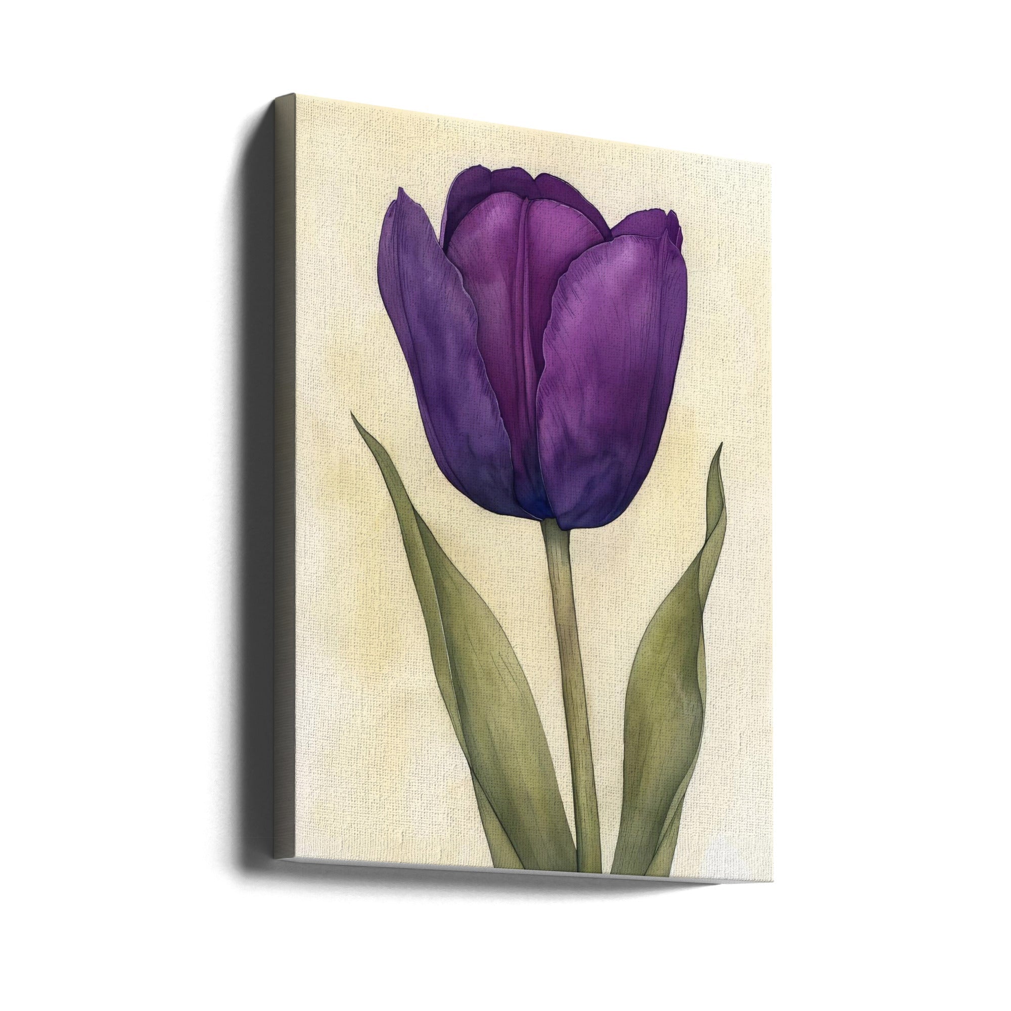 Wall art Purple Tulip 7 24X36inch In Black Floating Frame