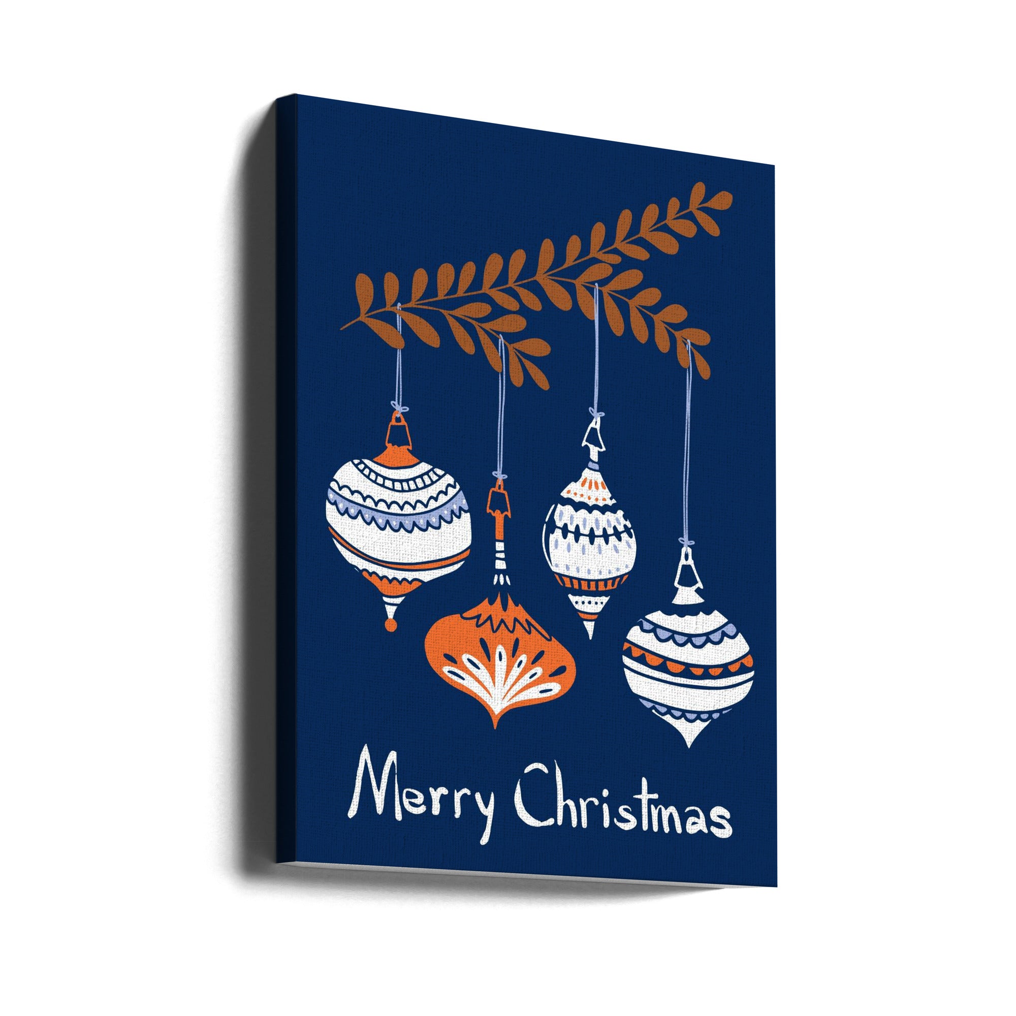 Wall art Cheerful little Christmas baubles blue