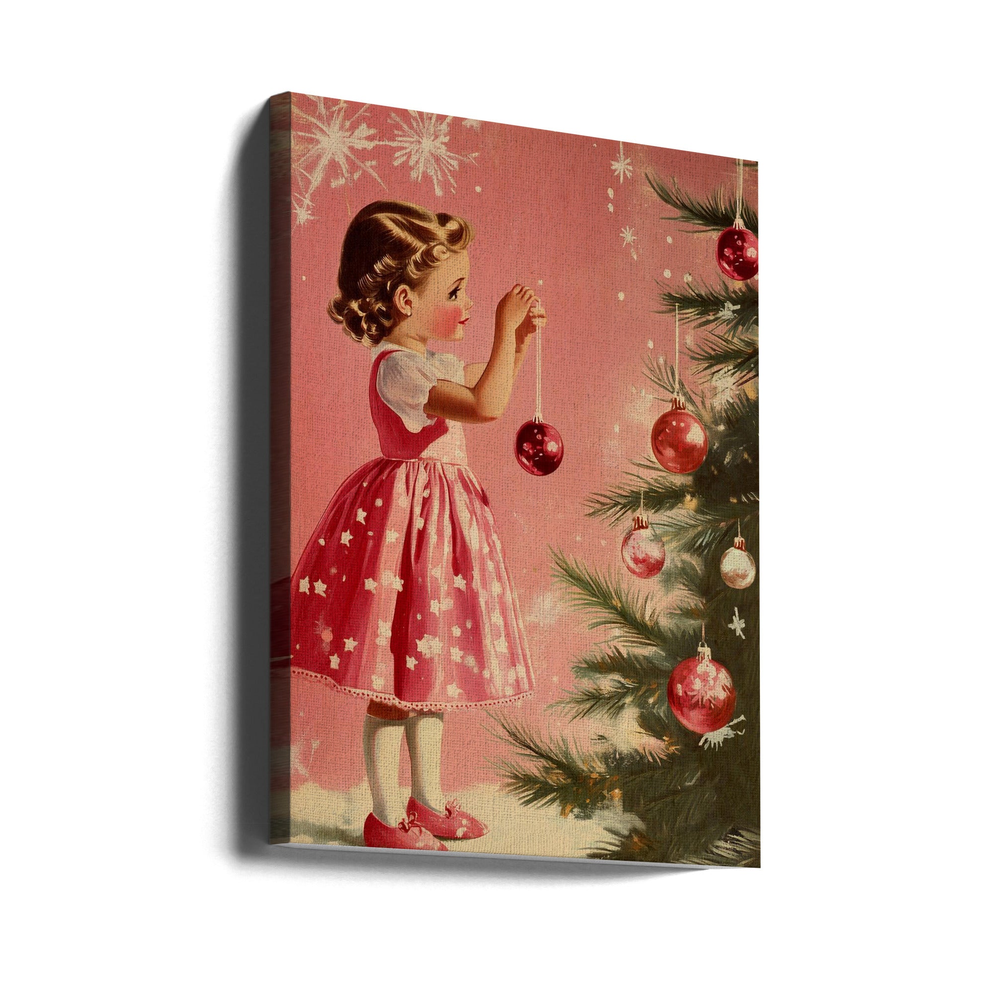 Wall art Girl With Baubles Canvas Print