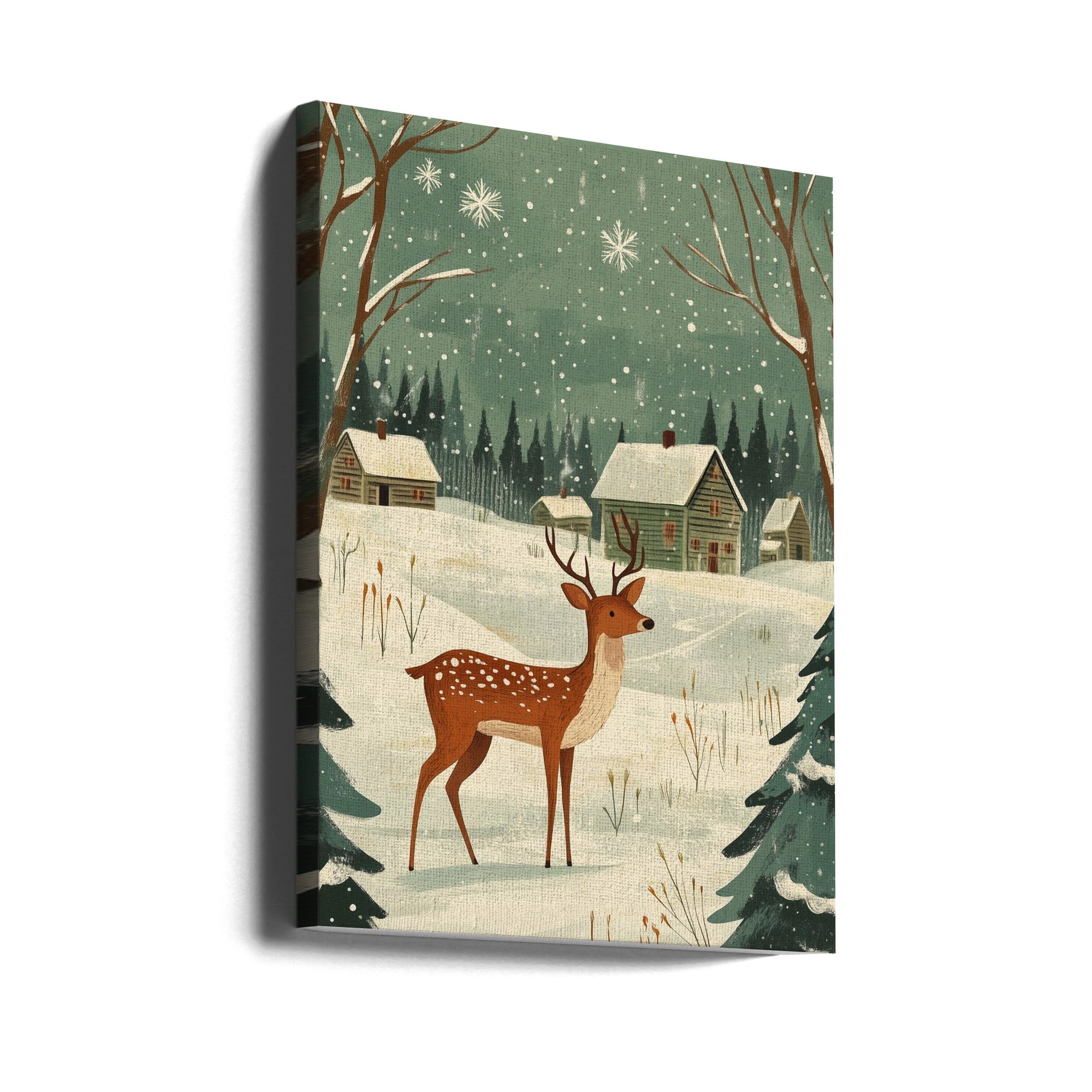 Wall art Deer Winter Holiday Green