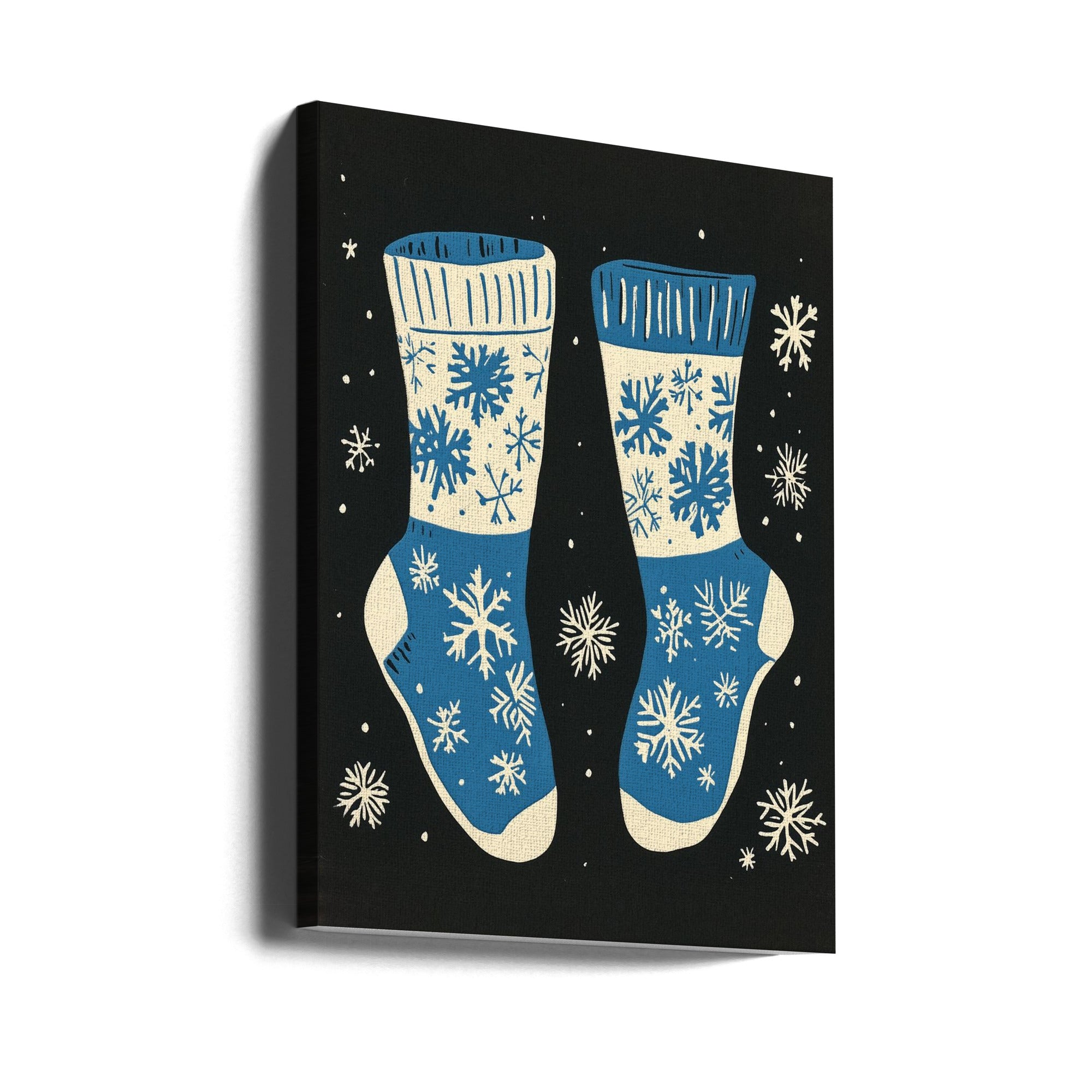 Wall art Vintage Socks Knittwear Blue On Black