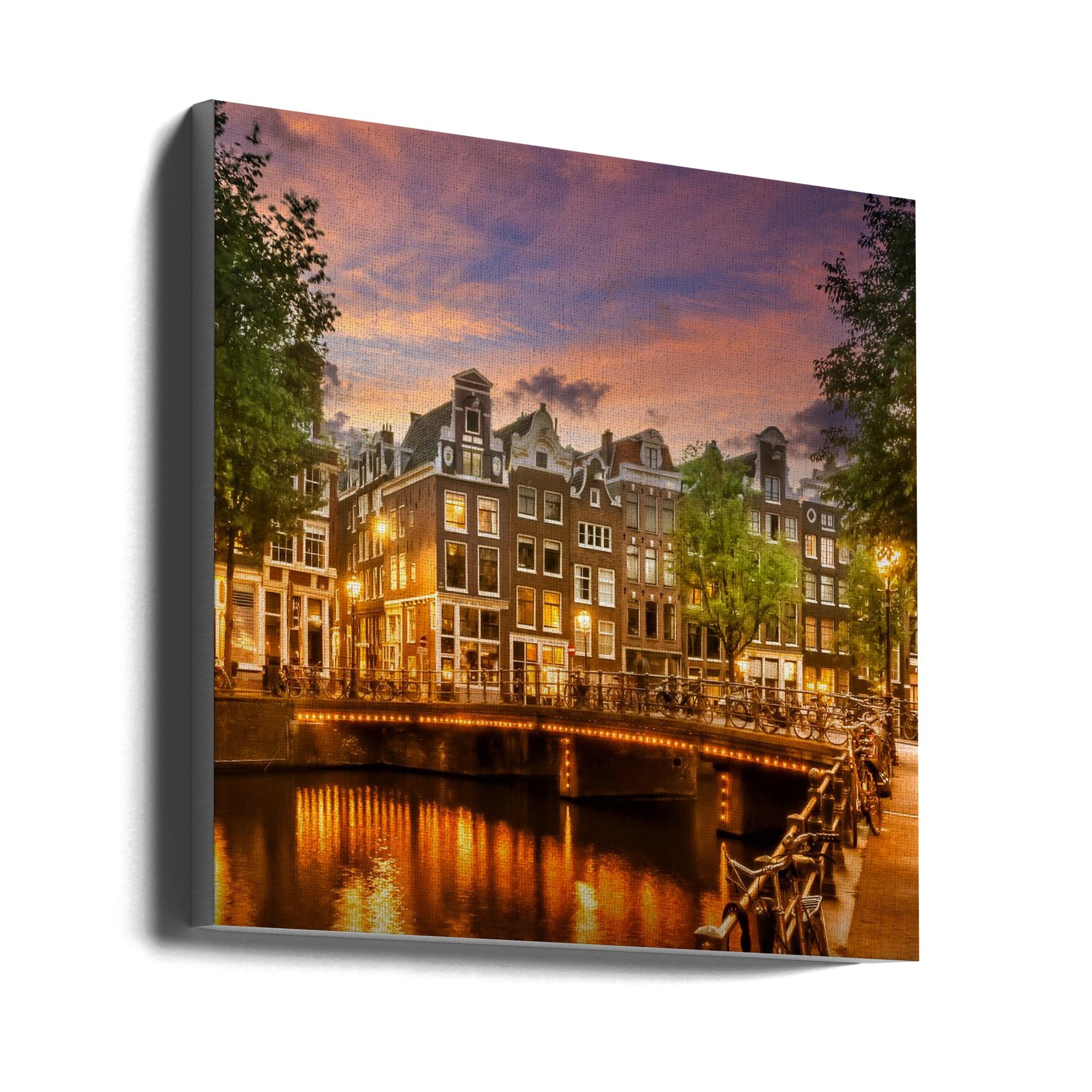 Landscape Photography Canvas Print-wall-art-amsterdam-idyllic-impression-from-singel-24X24inches