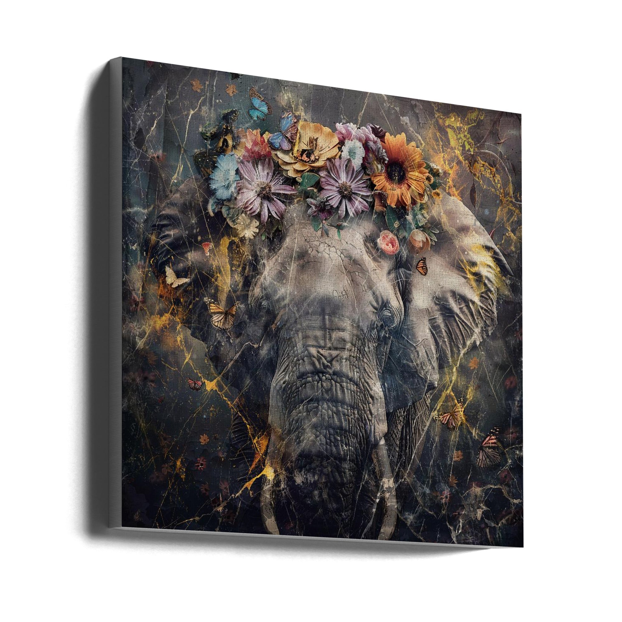 Abstract Art Canvas Print-wall-art-elephant-animal-vintage-art-illustration-wallart-01-24X24