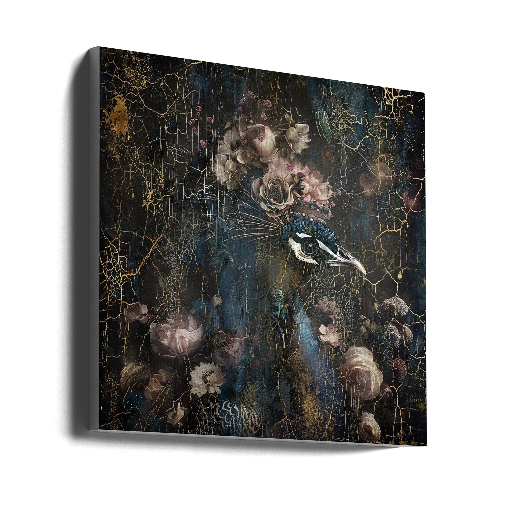 Abstract Art Canvas Print-wall-art-peacock-animal-vintage-art-illustration-wallart-2-24X24