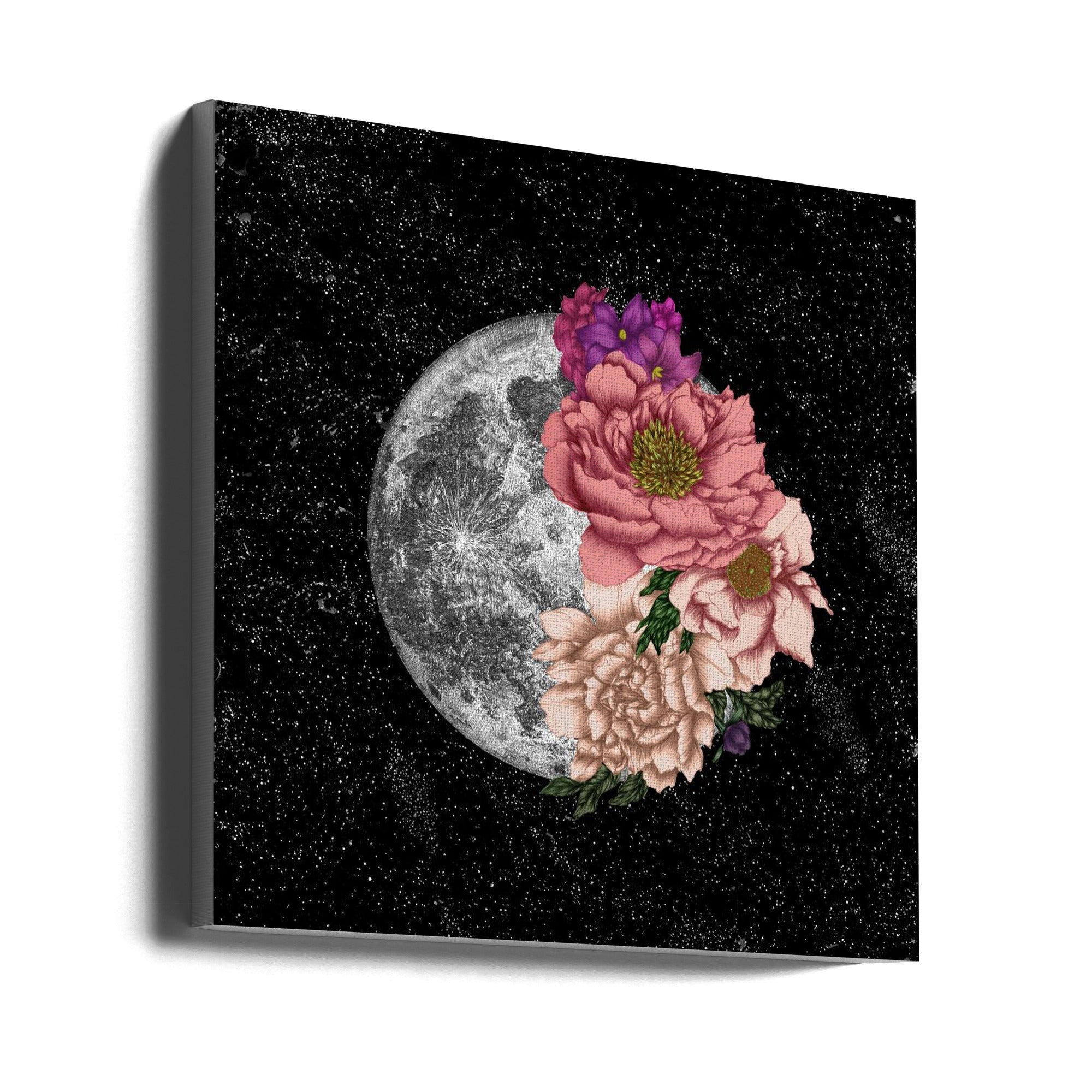 Wall art Moon Abloom New Square 24X24inch In Black Floating Frame