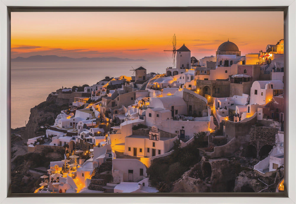 Wall Art Calispera Santorini 36X24inch In Black Floating Frame