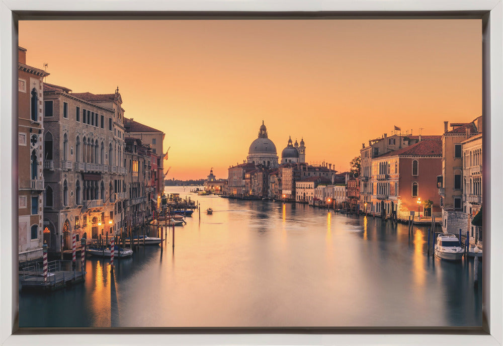 Wall Art Dawn on Venice 36X24inch In Black Floating Frame