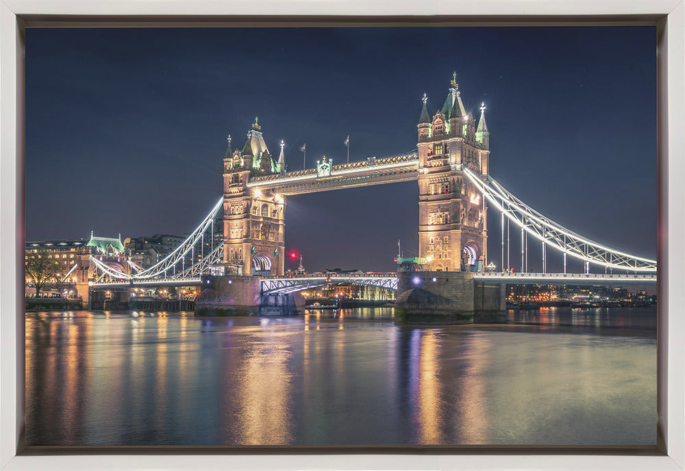 Wall Art Night at The Tower Bridge 36X24inch In Black Floating Frame