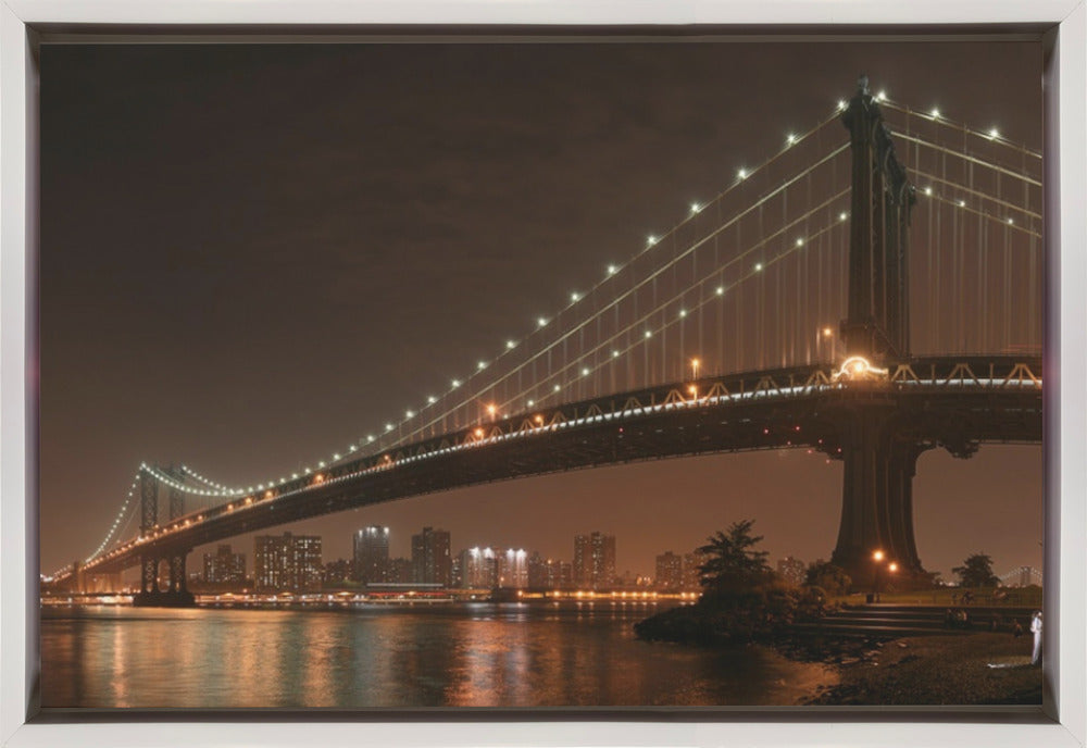 Wall Art The 2 lovers under Manhattan Bridge 48X36inch In Black Floating Frame