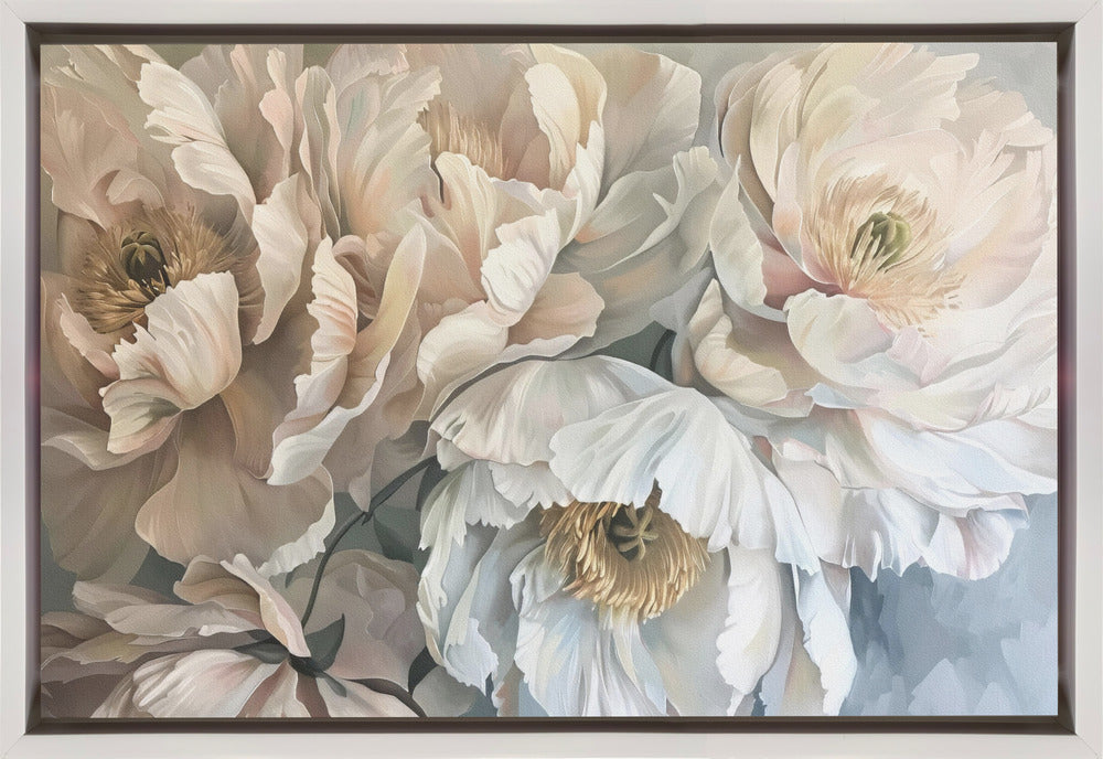 Wall art Poster Flower Paint 2 36X24inch In White Floating Frame