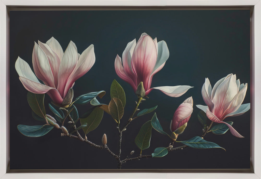 Wall art Lovely Magnolias 26 36X24inch In White Floating Frame