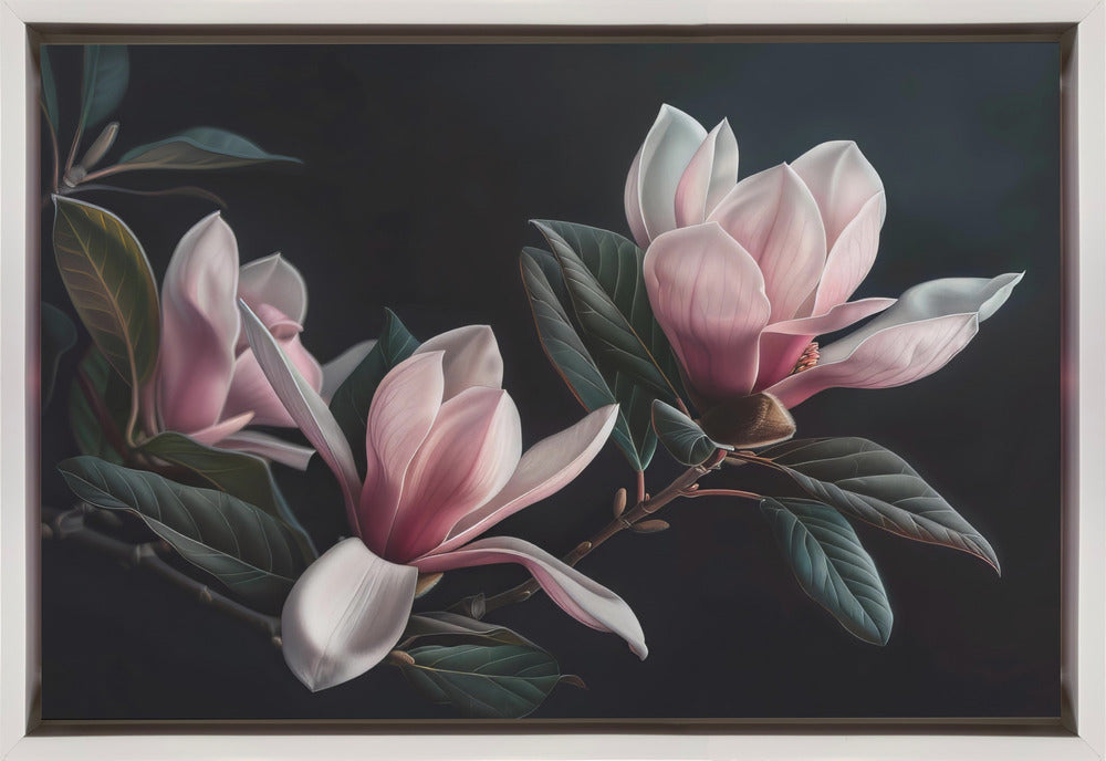 Wall art Lovely Magnolias 27 36X24inch In White Floating Frame