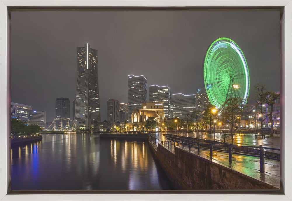 Landscape Photography Canvas Print-wall-art-dazzling-yokohama-skyline-at-night-36X24