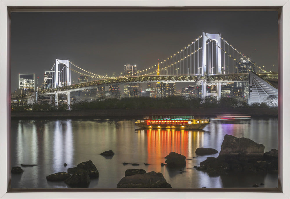 Landscape Photography Canvas Print-wall-art-gorgeous-rainbow-bridge-with-tokyo-skyline-in-the-evening-36X24