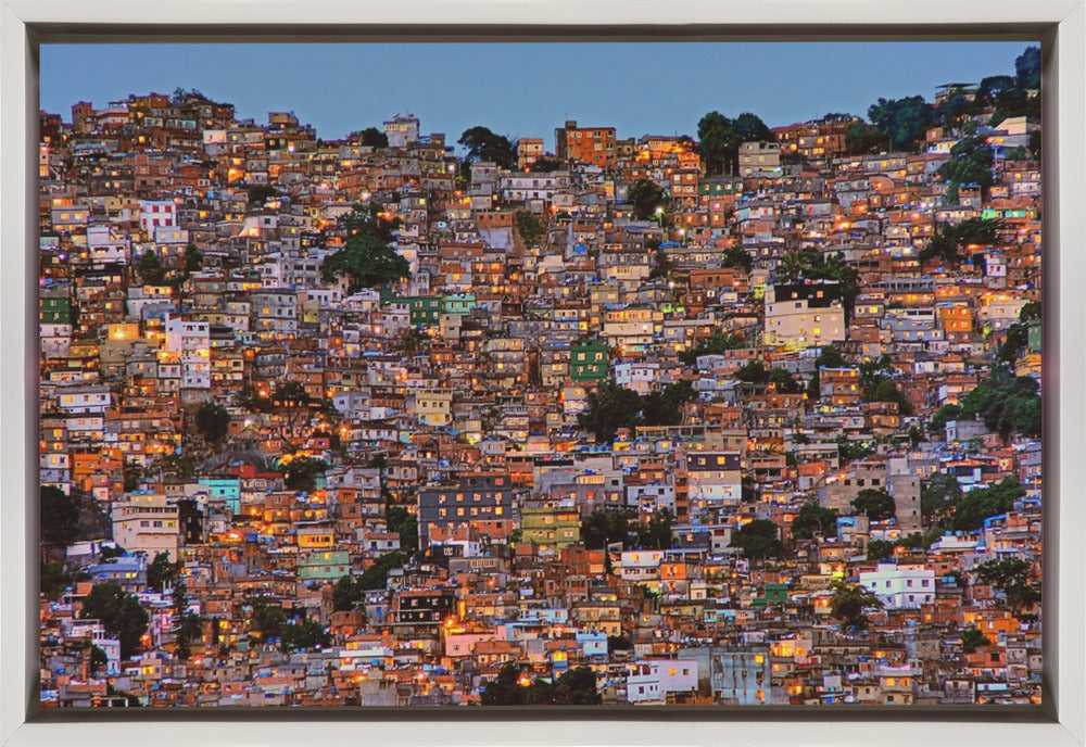 Wall Art Nightfall in the Favela da Rocinha 36X24inch In Black Floating Frame