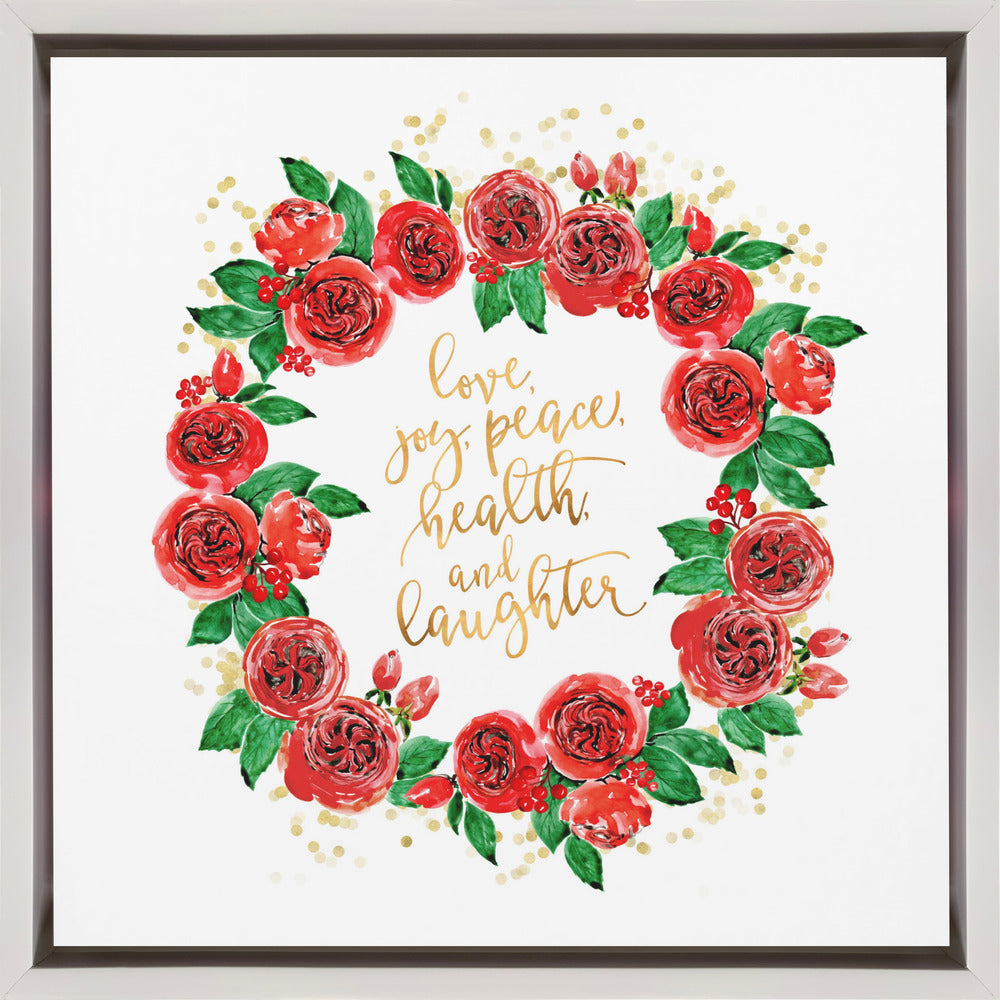 Wall art Holiday wishes wreath of red English roses