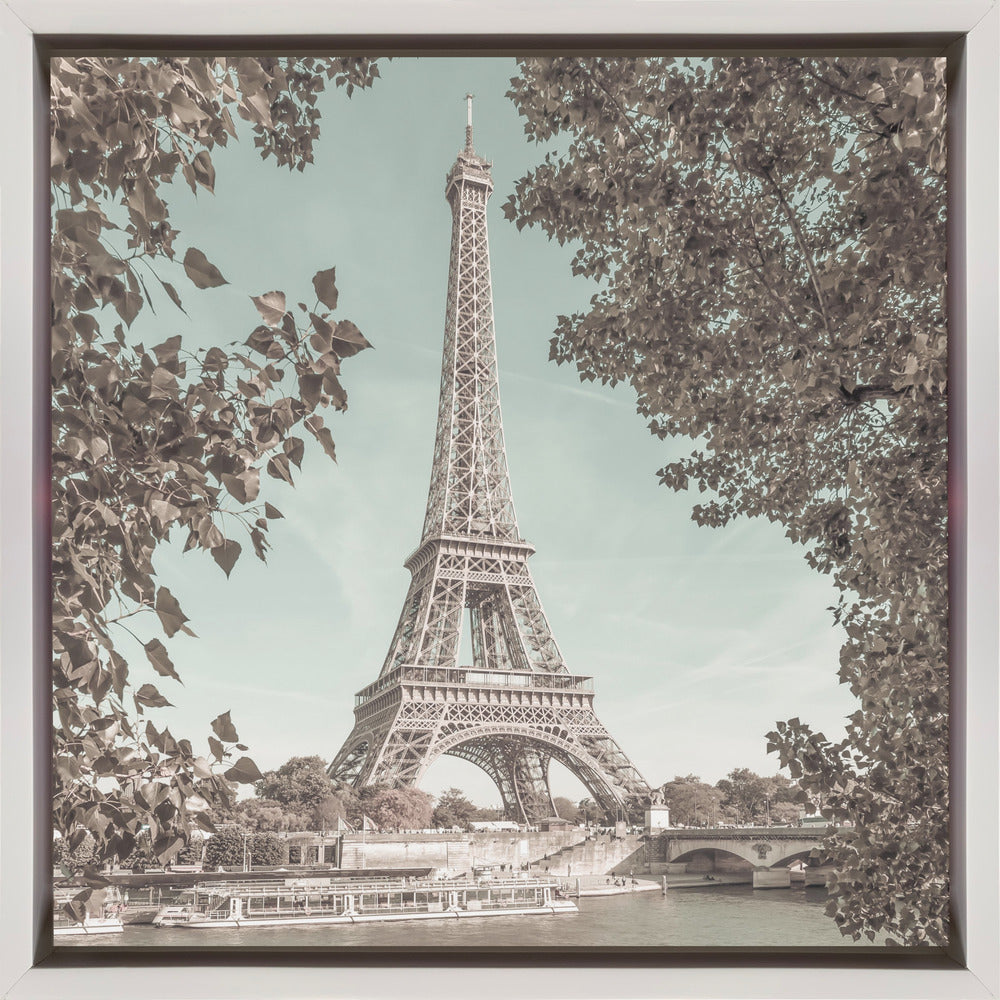 Landscape Photography Canvas Print-wall-art-paris-eiffel-tower-amp-river-seine-urban-vintage-style-24X24