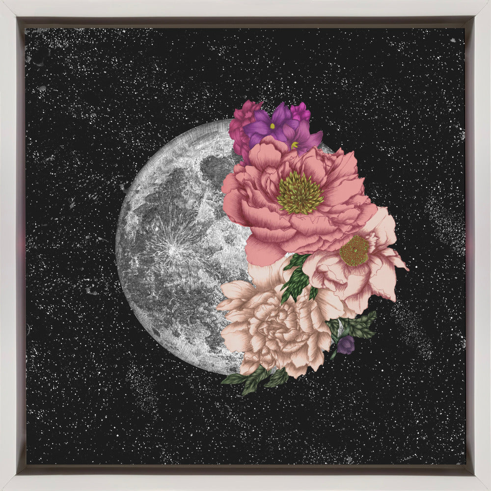 Wall art Moon Abloom New Square 24X24inch In White Floating Frame