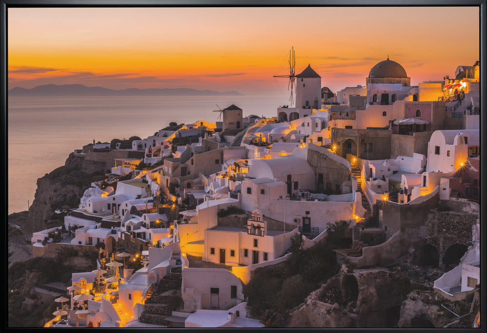 Wall Art Calispera Santorini 36X24inch In White Floating Frame