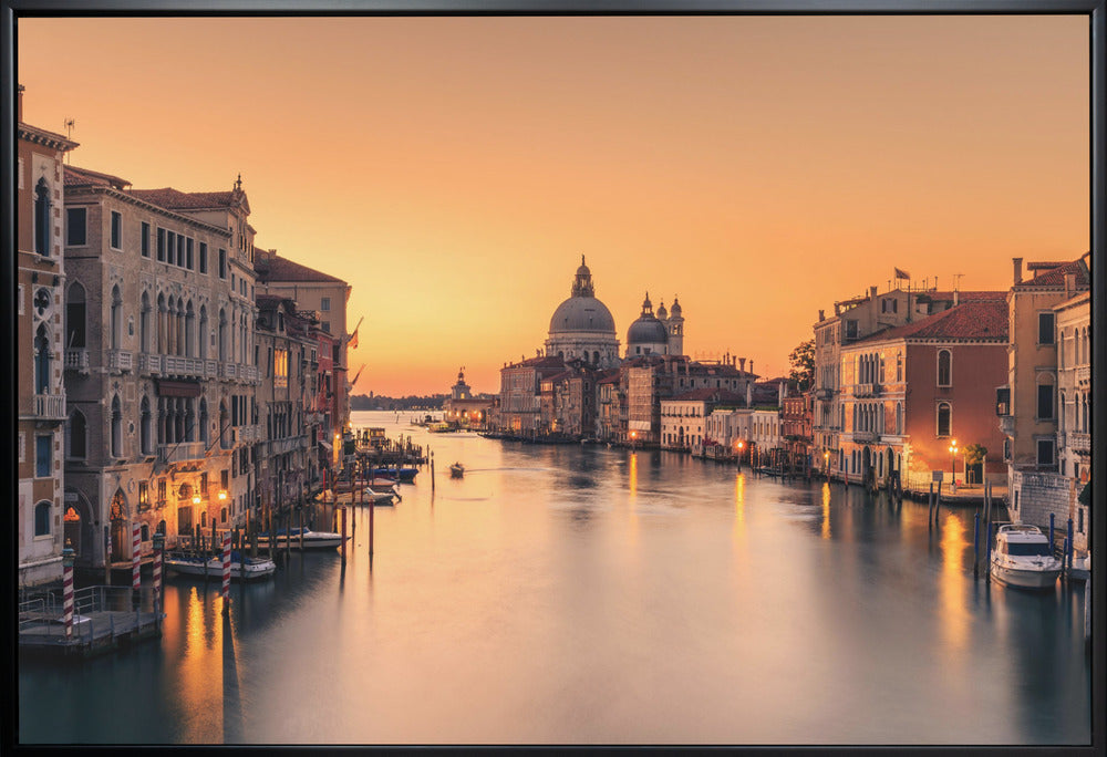 Wall Art Dawn on Venice 36X24inch In White Floating Frame