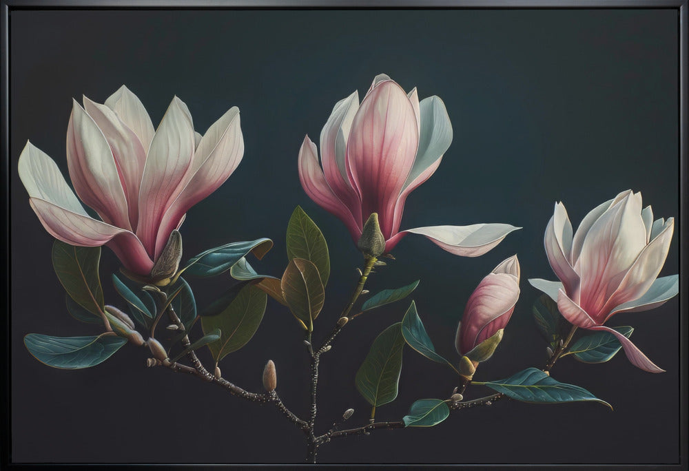 Wall art Lovely Magnolias 27 48X36inch In Black Floating Frame