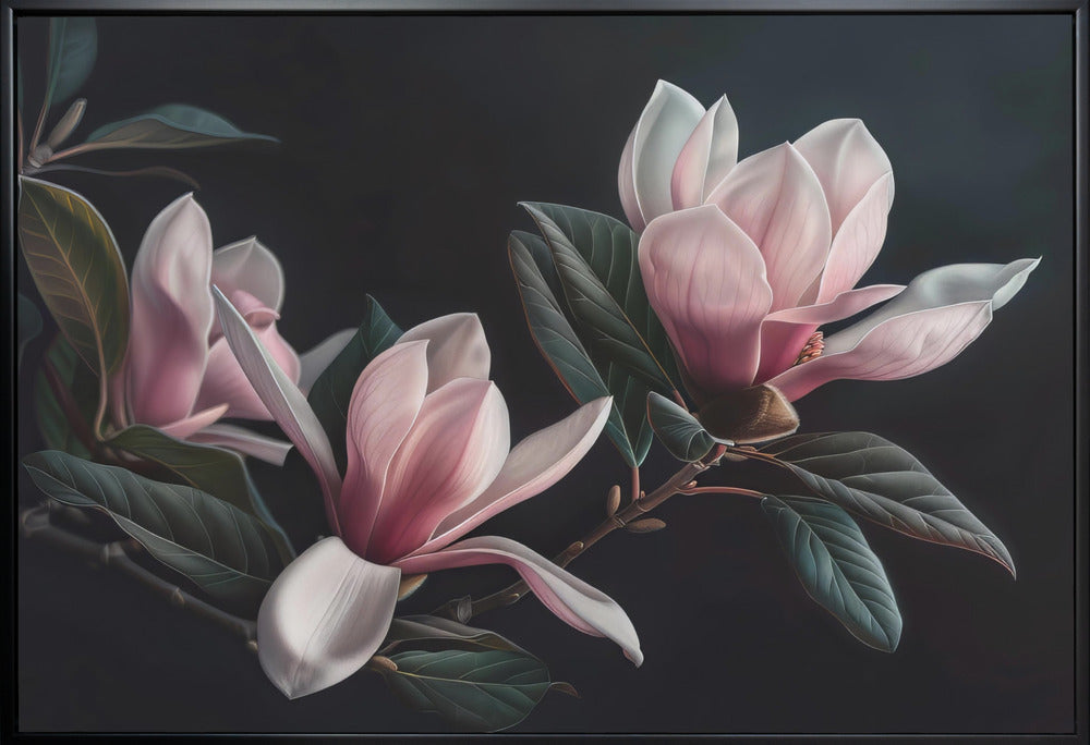 Wall art Lovely Magnolias 28 48X36inch In Black Floating Frame