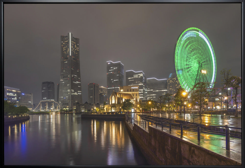 Landscape Photography Canvas Print-wall-art-dazzling-yokohama-skyline-at-night-48X36